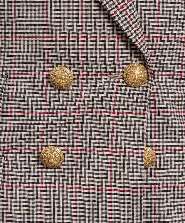 Balmain o1s1wg110125 Check Double-breasted Blazer in Brown Size XS / US 0-2 / IT 36-38 - 5 Thumbnail