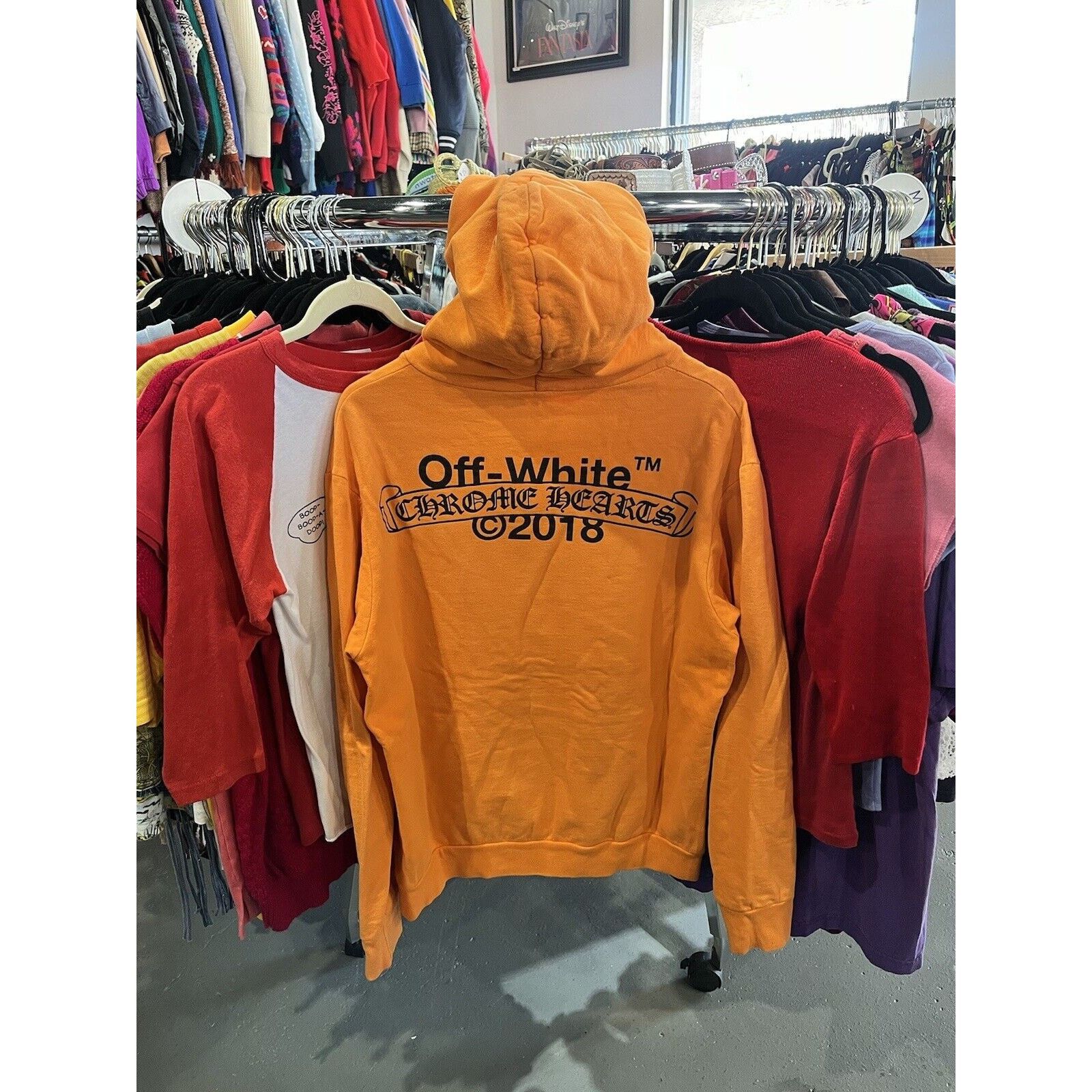 Pre-owned Chrome Hearts X Off-white Hoodie Orange 2018 Men's Size Xl