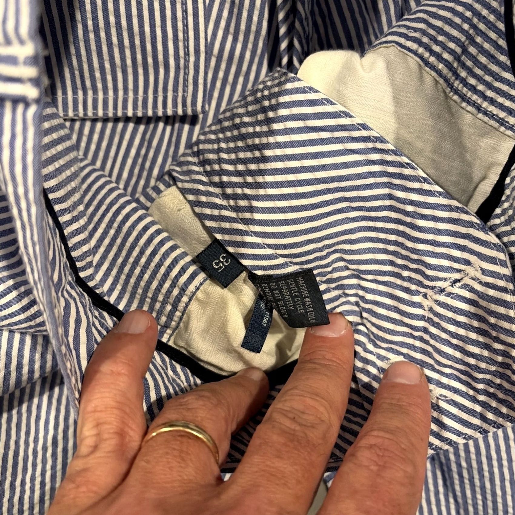 Polo Ralph Lauren Polo Ralph Lauren Seersucker Shorts - 100% Cotton - Blue White Striped - 36" X 9" - Mens Size US M / EU 48-50 / 2 - 4 Thumbnail