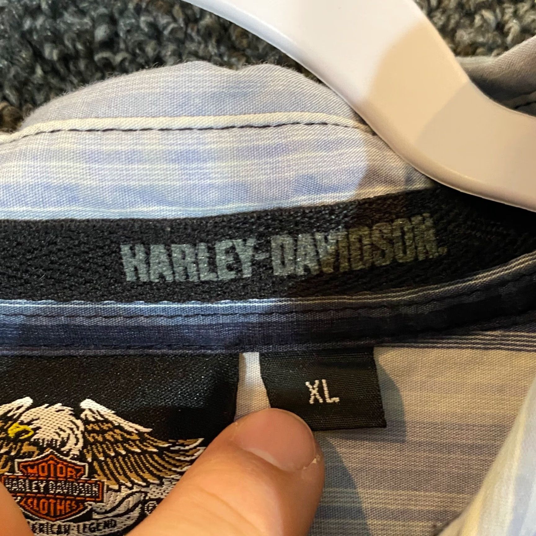 Harley Davidson Harley-Davidson Shirt Mens XL Blue Striped Motorcycle Button-Up Long Sleeve Casual Size US XL / EU 56 / 4 - 4 Thumbnail