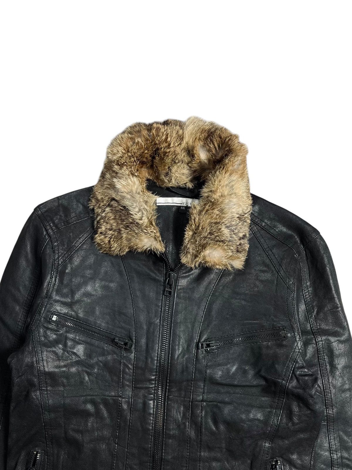 2000s Vice Fairy - Vkei Style Trim Fur Leather Jacket
