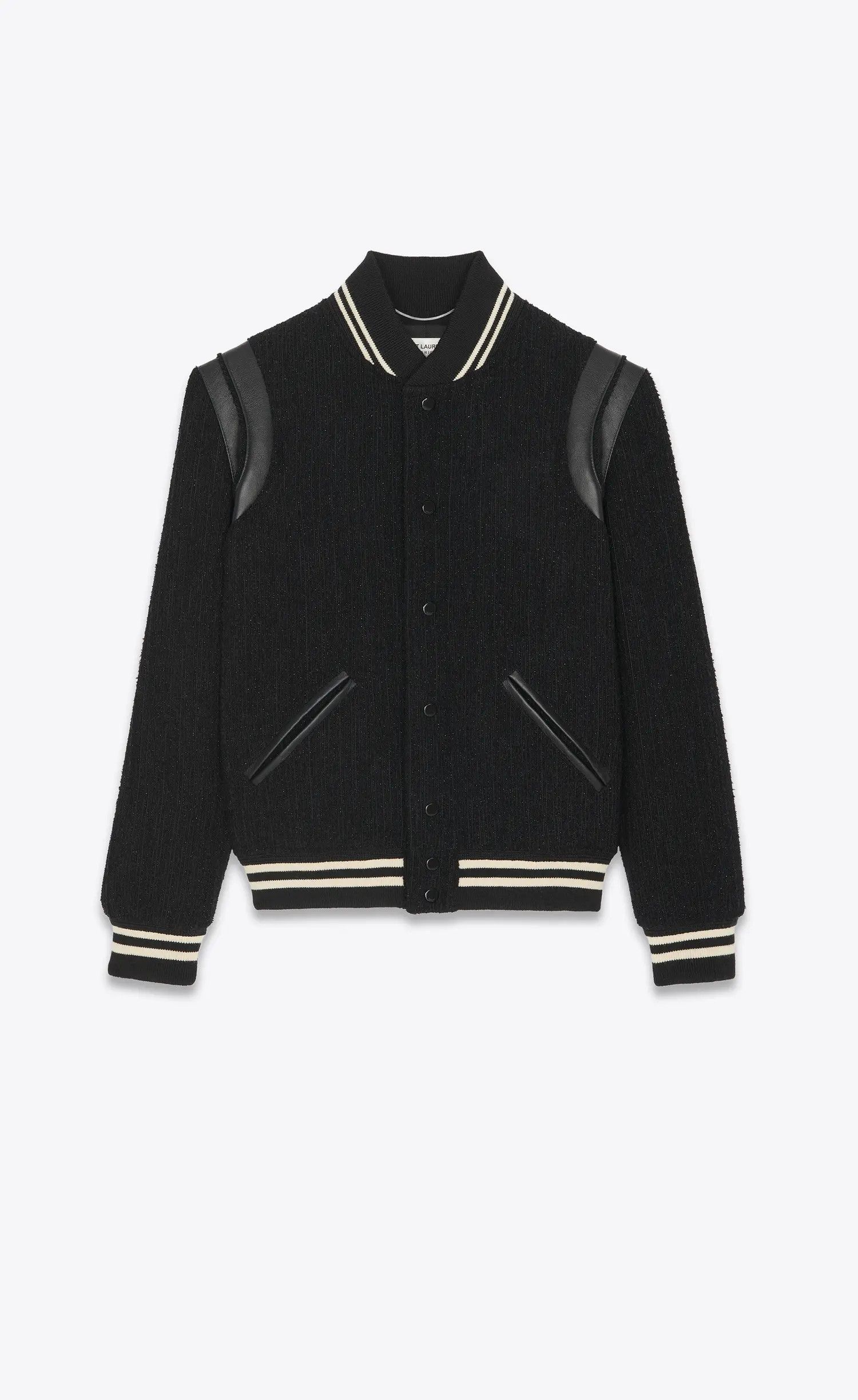 Saint Laurent Paris o1s1wg110225 354718 Teddy Jacket in Wool in Black/White Size US S / EU 44-46 / 1 - 1 Thumbnail