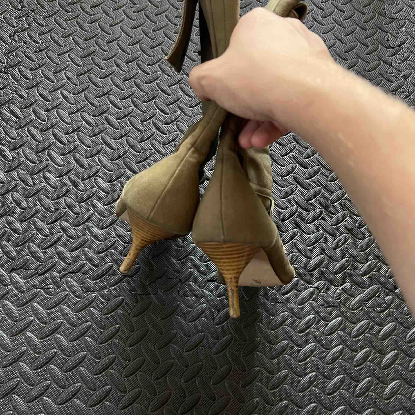 Japanese Brand Avant Garde West Y2K Details Suede Leather Olive Heels Size US 6 / IT 36 - 5 Thumbnail