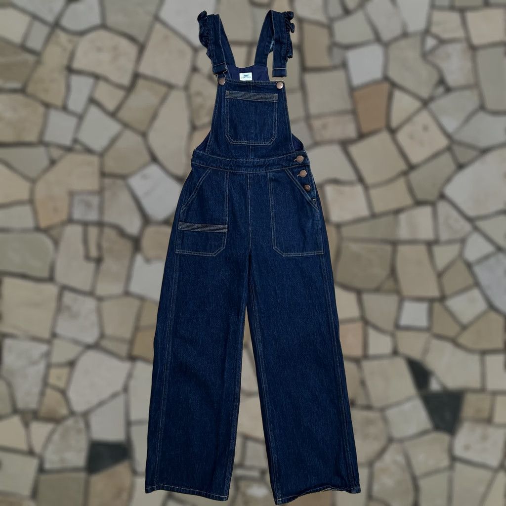 Vintage VINTAGE Seventy + Mochi Elodie Frill Denim Overall Shirt Women's 27 Inseam 4 Blue Cotton Blend Logo Pocket Straight Rise 8.5-10.5 Size 27" / US 4 / IT 40 - 1 Thumbnail