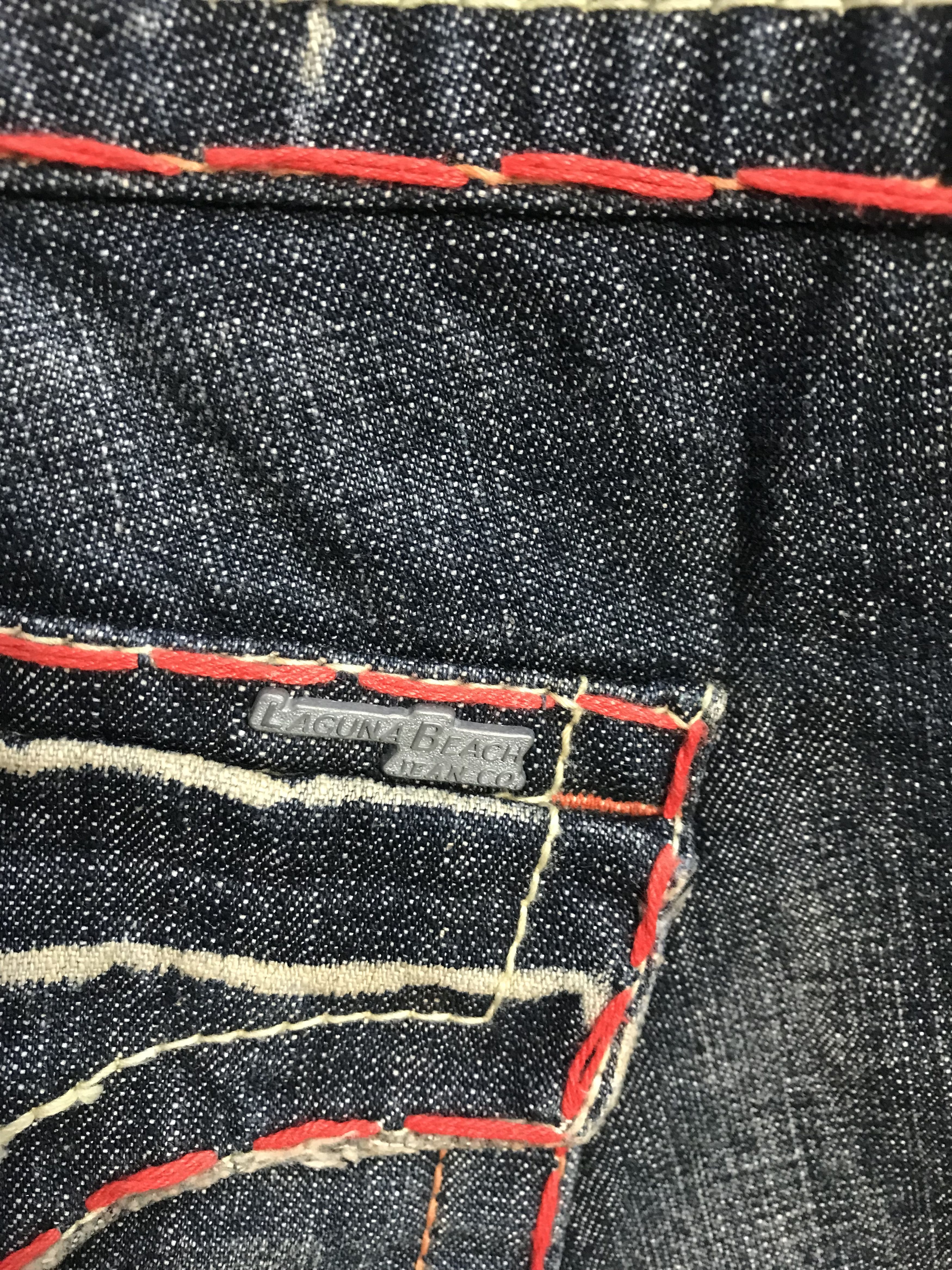 Vintage Laguna Beach Jean Co Cross Skull Logo Indigo Denim Size US 34 / EU 50 - 12 Thumbnail