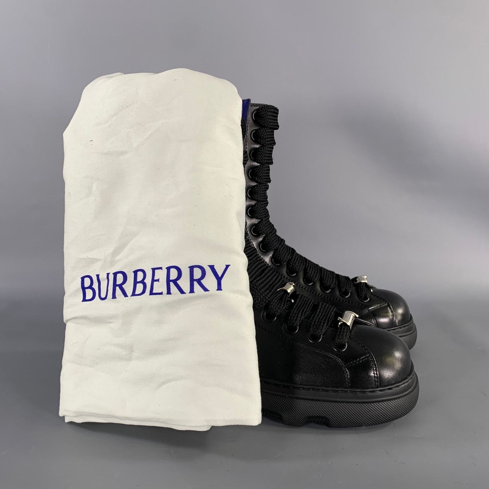 Burberry BURBERRY Size 10 Black Leather Lace Up Boots Size US 10 / EU 43 - 10 Thumbnail