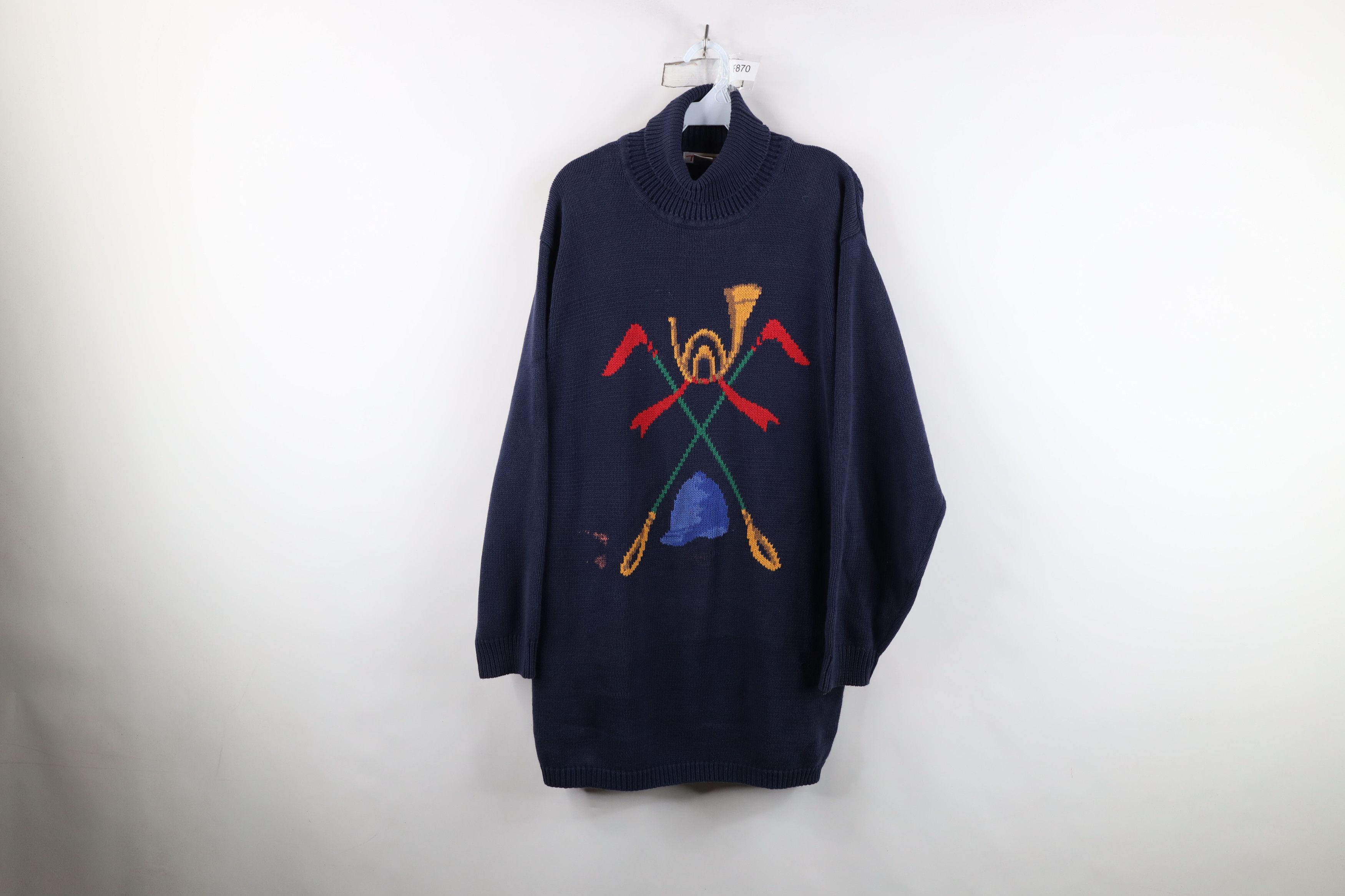 Vintage Vintage 90s Streetwear Horse Polo Turtleneck Sweater Knit Size XL / US 12-14 / IT 48-50 - 1 Thumbnail