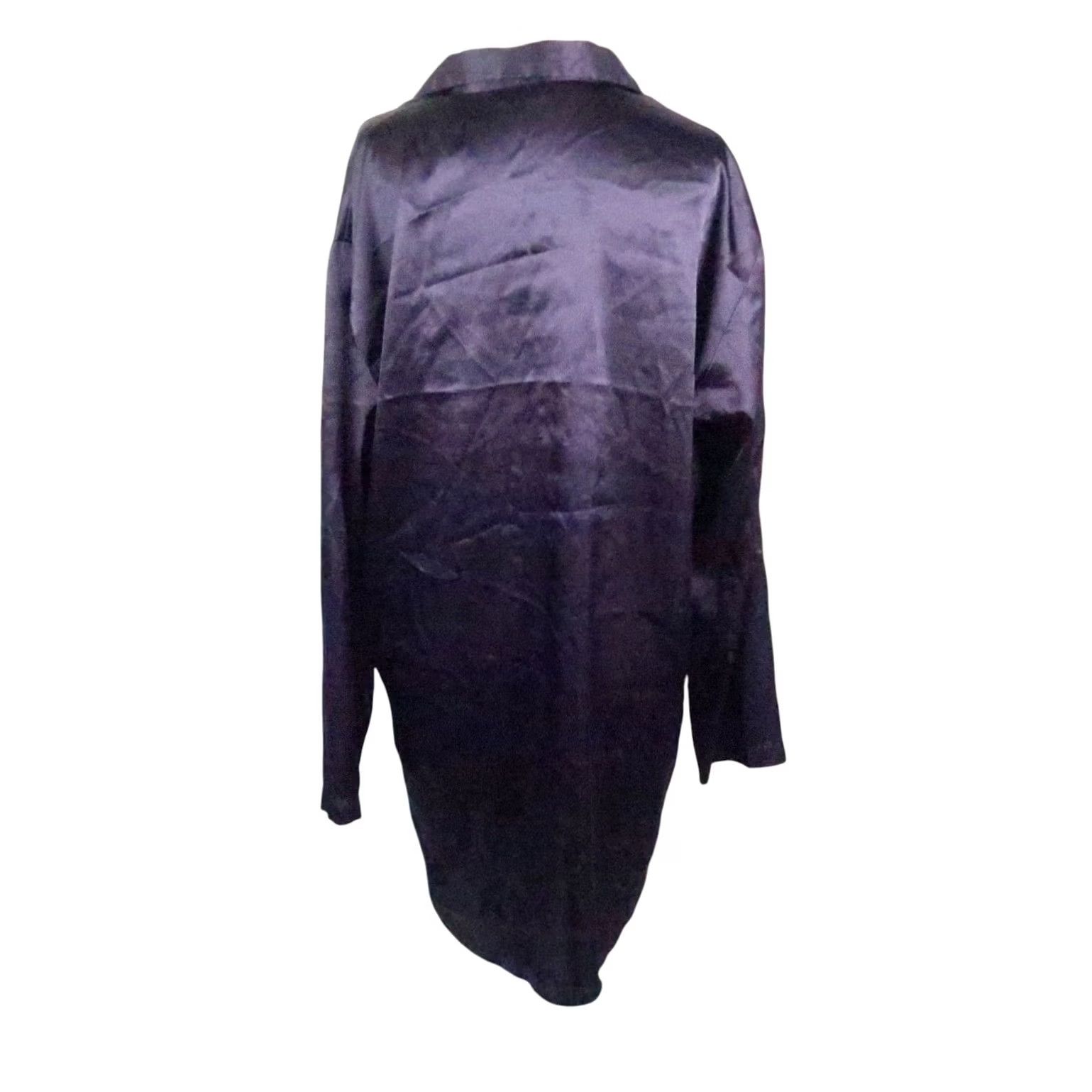 Victoria's Secret VINTAGE Victoria's Secret Dress Satin Purple Sleep Shirt 90s Long Sleeve M Womens Size M / US 6-8 / IT 42-44 - 4 Thumbnail