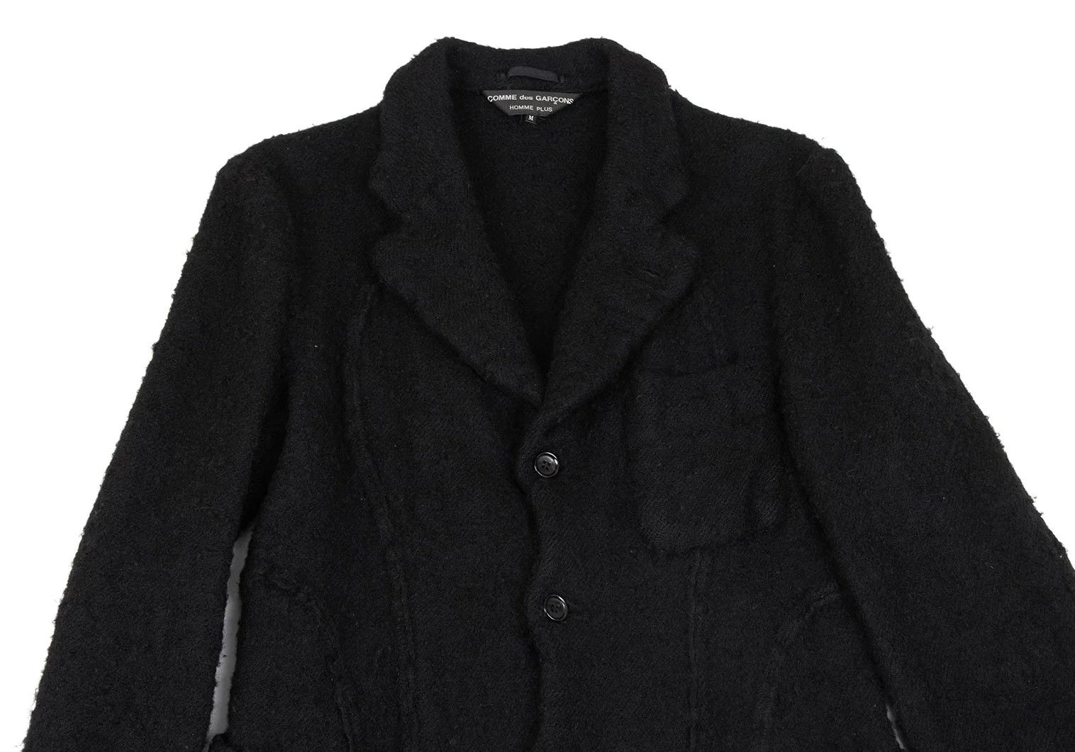 Comme des Garcons Homme Plus Wool Felt Curved Jacket in Black Size M Size US M / EU 48-50 / 2 - 2 Thumbnail