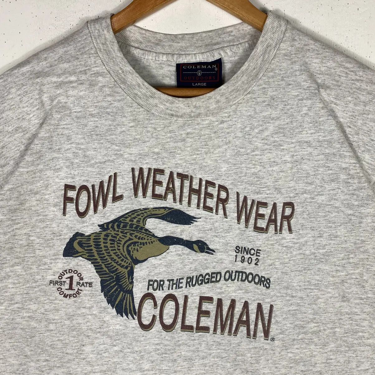 Coleman × Vintage VINTAGE 90's COLEMAN Fowl Weather Wear Rugged Outdoors Tee Size US L / EU 52-54 / 3 - 3 Thumbnail