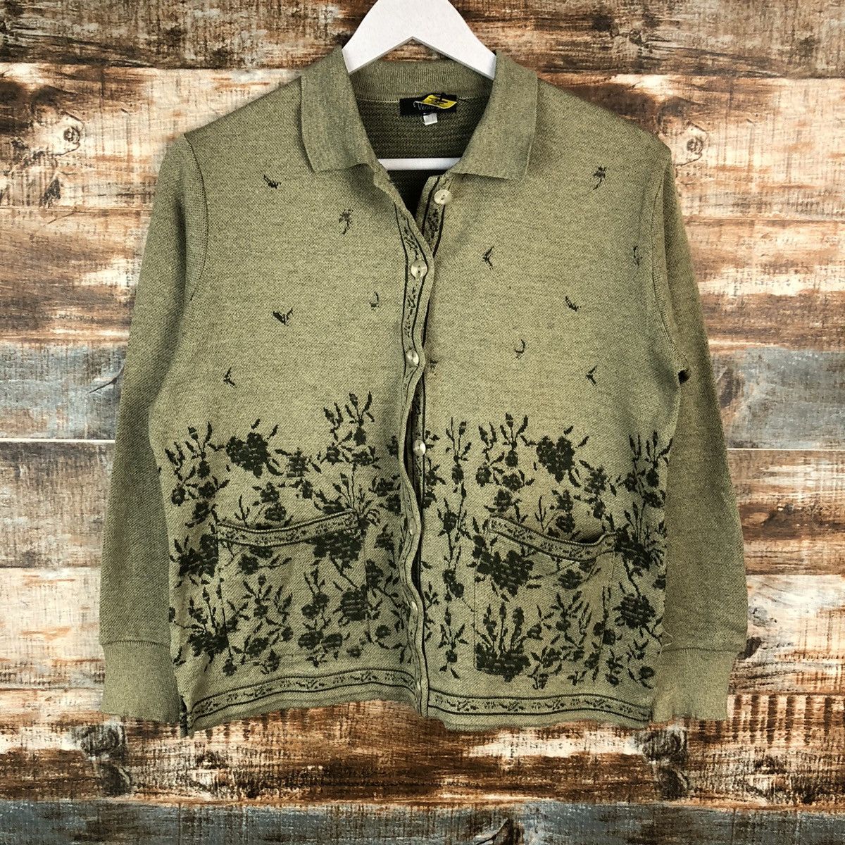 Homespun Knitwear × Japanese Brand Venlicella Green vintage Patterned Cardigans #A1747 Size M / US 6-8 / IT 42-44 - 3 Thumbnail