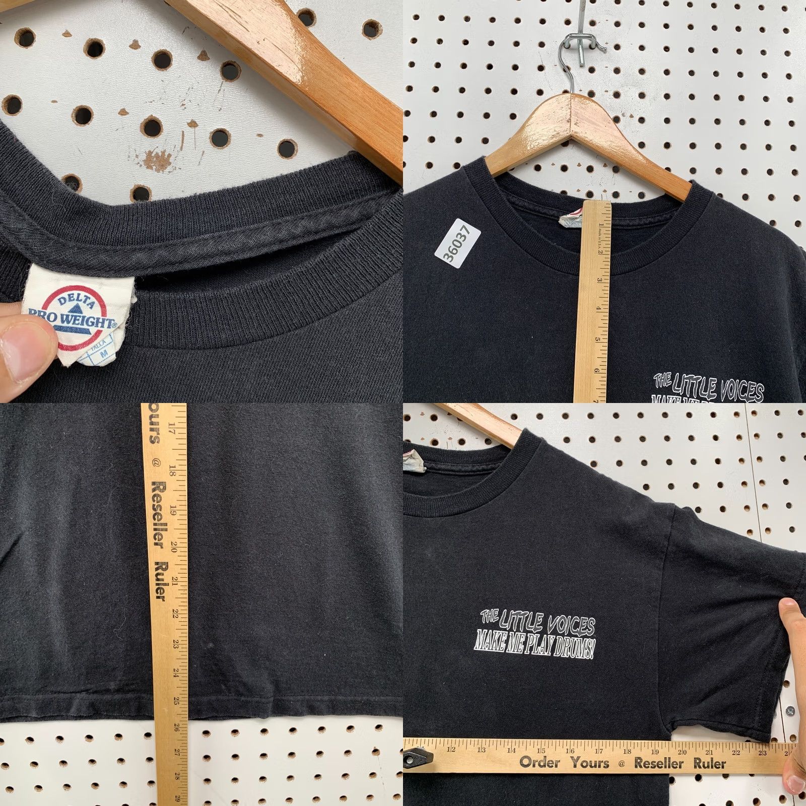 Delta VINTAGE Y2K Drum Kit Shirt Mens Small Black Little Voices Make Me Play Drums Size US S / EU 44-46 / 1 - 8 Thumbnail