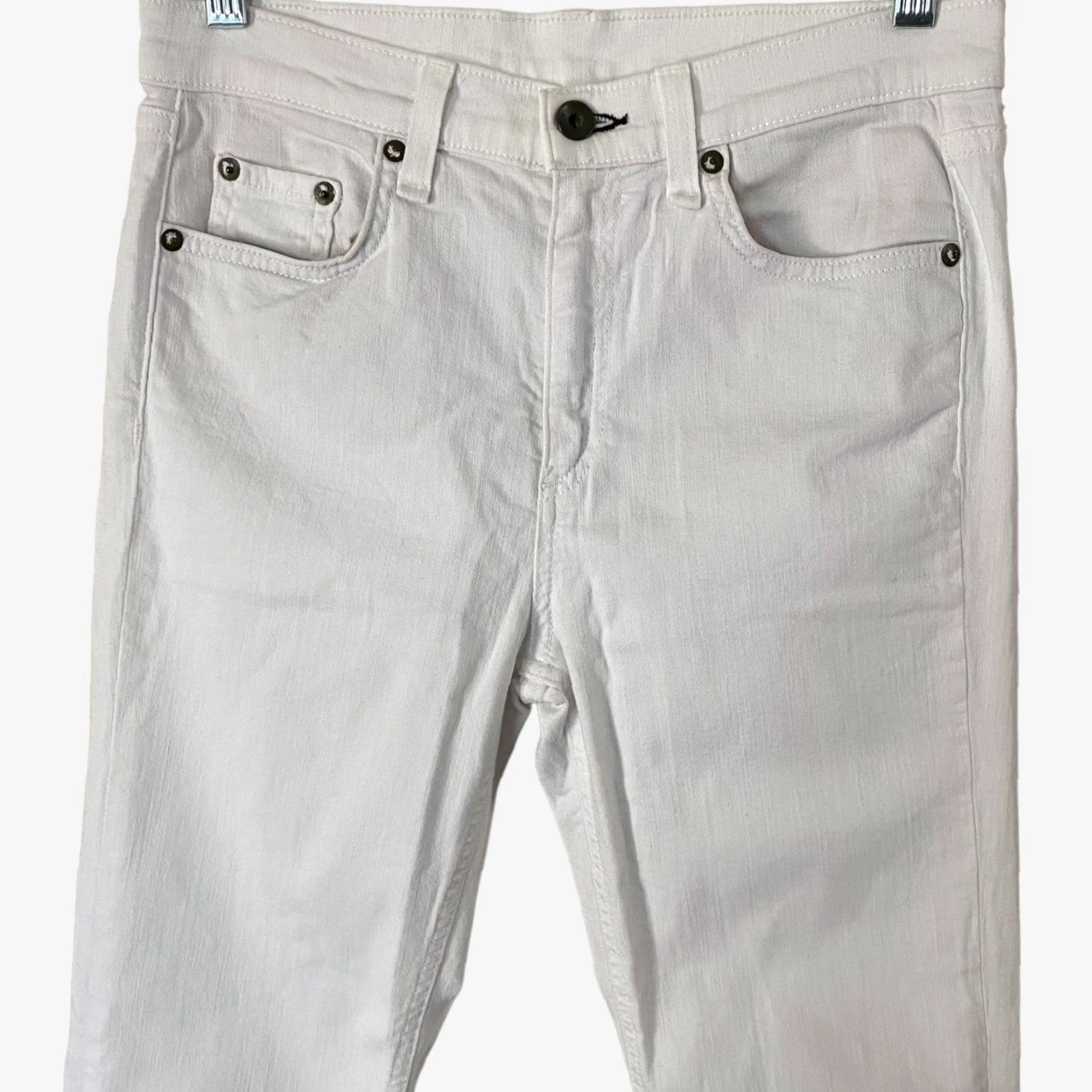 Rag & Bone VINTAGE rag & bone The Dre High-Waisted Skinny Jeans Women's Size 27 White Cotton Blend Denim Stretch Raw-Hem Beach Style Size 27" / US 4 / IT 40 - 5 Thumbnail