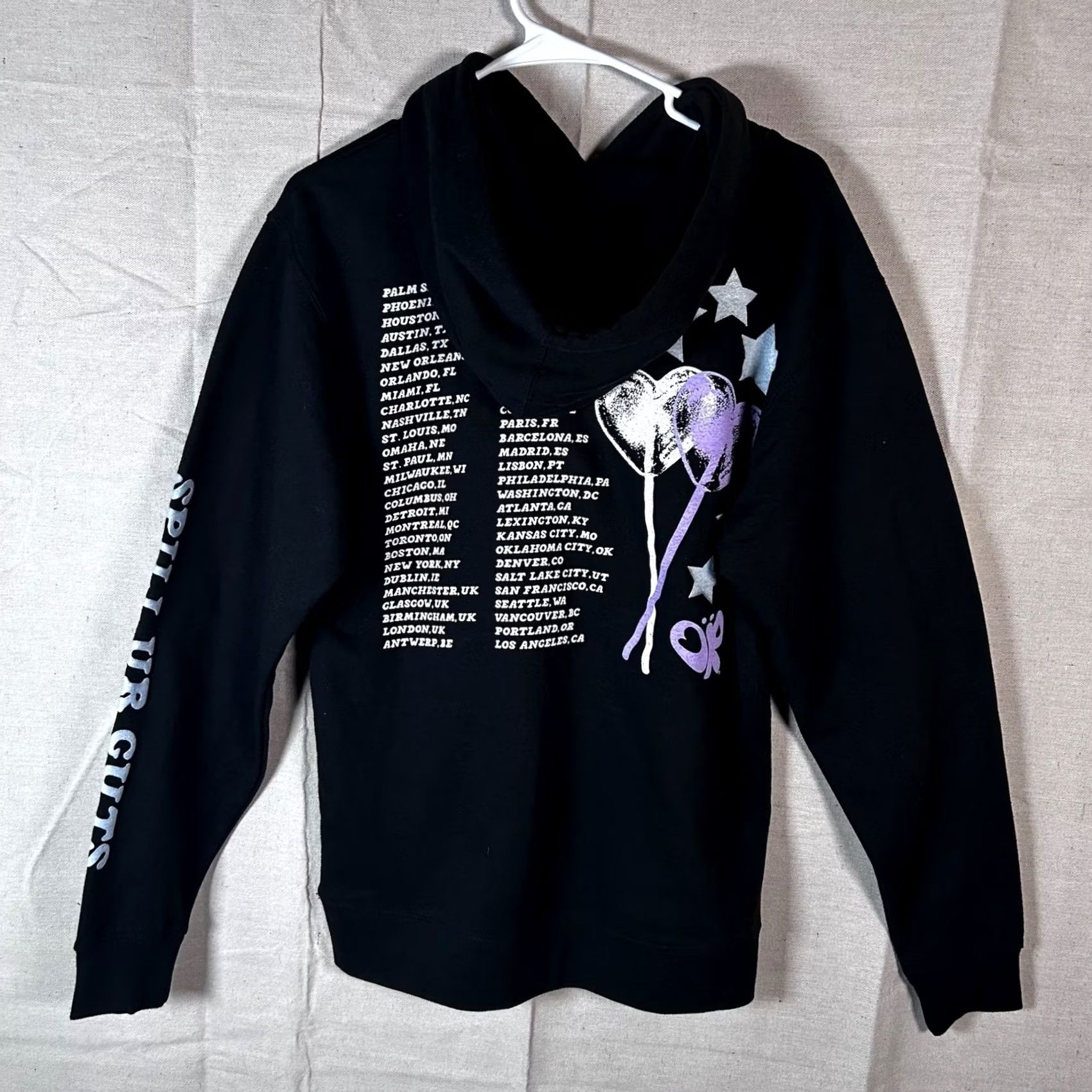 Vintage Olivia Rodrigo Merch Hoodie Black Guts World Tour Concert Pullover Hooded Graphic Print Logo Unisex Adults S Casual Fall Winter Size S / US 4 / IT 40 - 3 Thumbnail