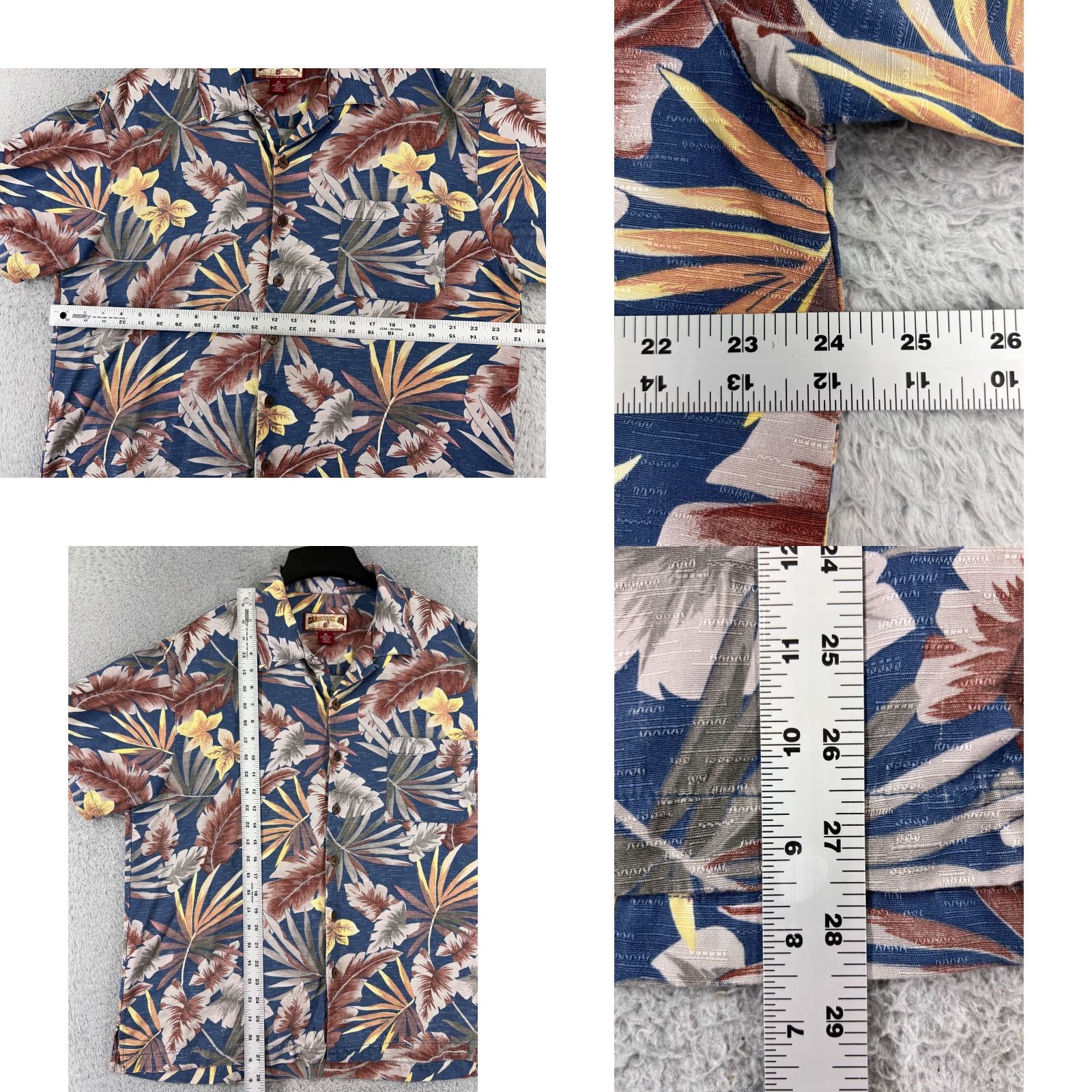 Vintage Caribbean Joe Shirt Men Button-Up Hawaiian XL Blue 100% Rayon Floral Short Sleeve Collared Size US XL / EU 56 / 4 - 8 Thumbnail