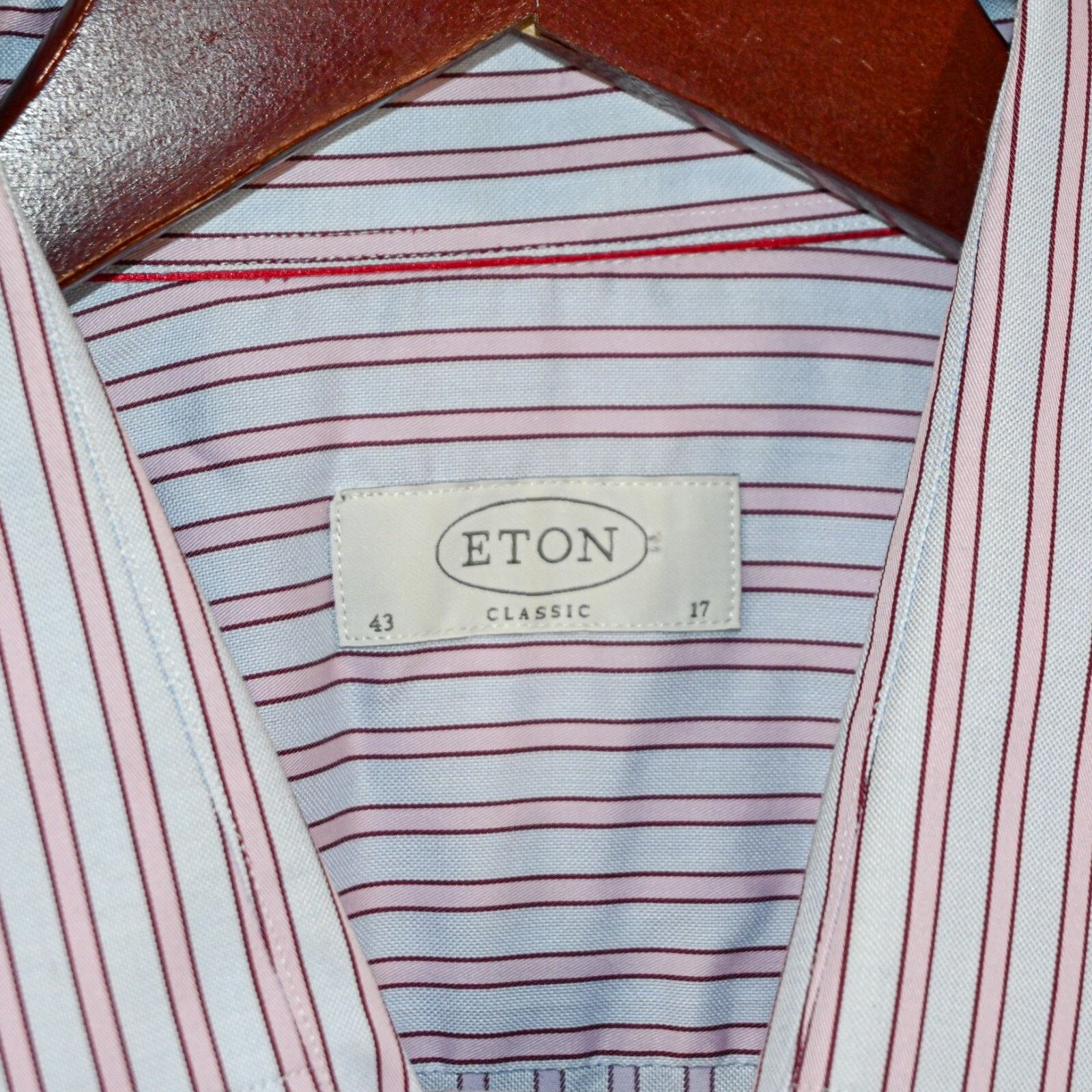 Eton ETON Classic fit Button up Shirt in blue pink striped Cotton Size US XL / EU 56 / 4 - 2 Thumbnail