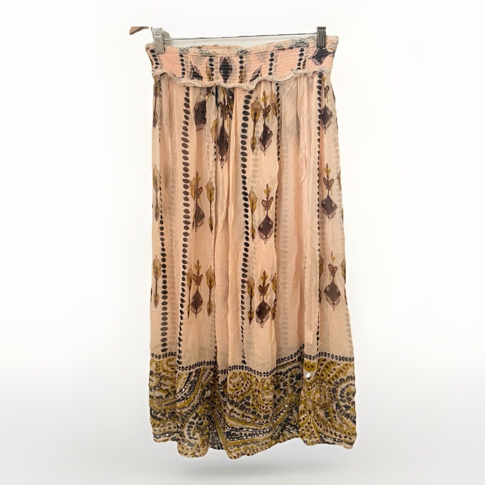 Other Soft Surroundings Embroidered Boho Western Sheer Skirt Size 30" / US 8 / IT 44 - 1 Thumbnail