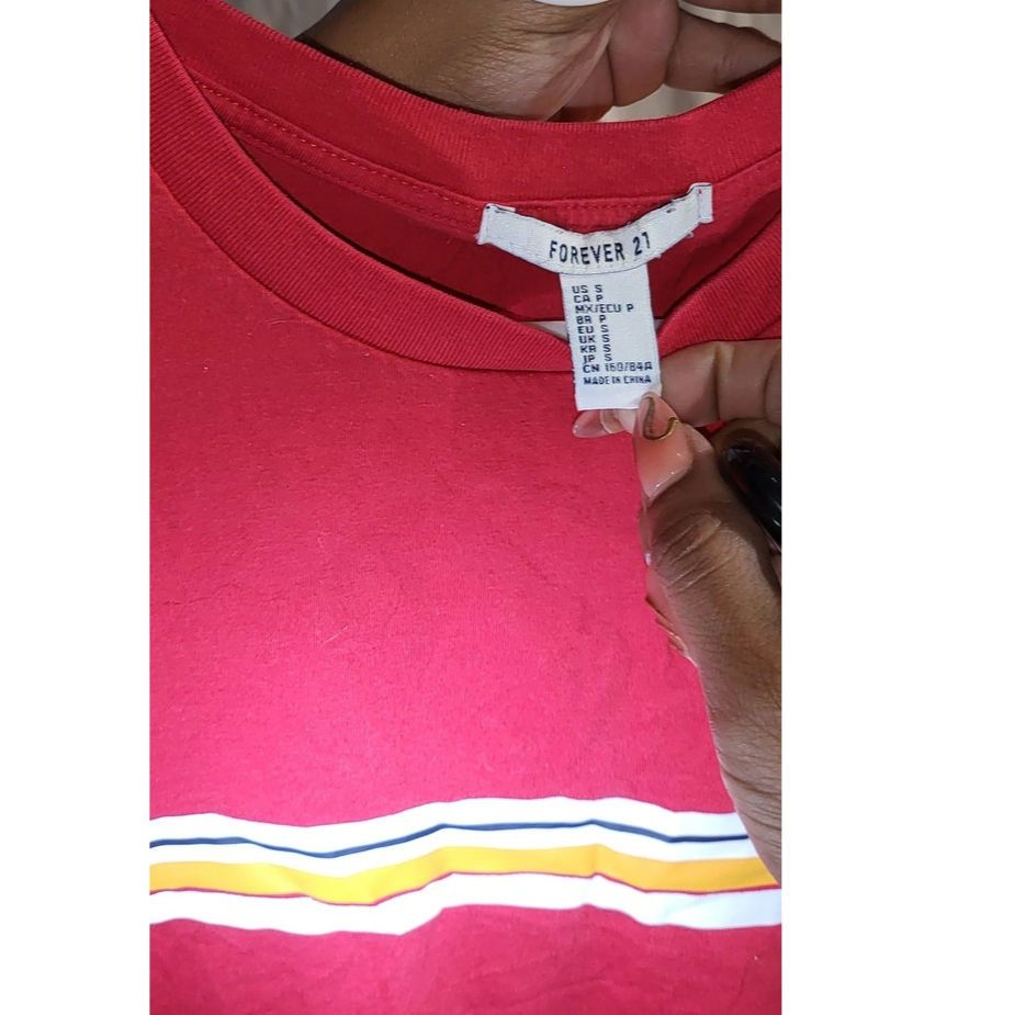 Forever 21 Forever 21 Red Striped Short Sleeve T-Shirt Size Small Size S / US 4 / IT 40 - 4 Thumbnail