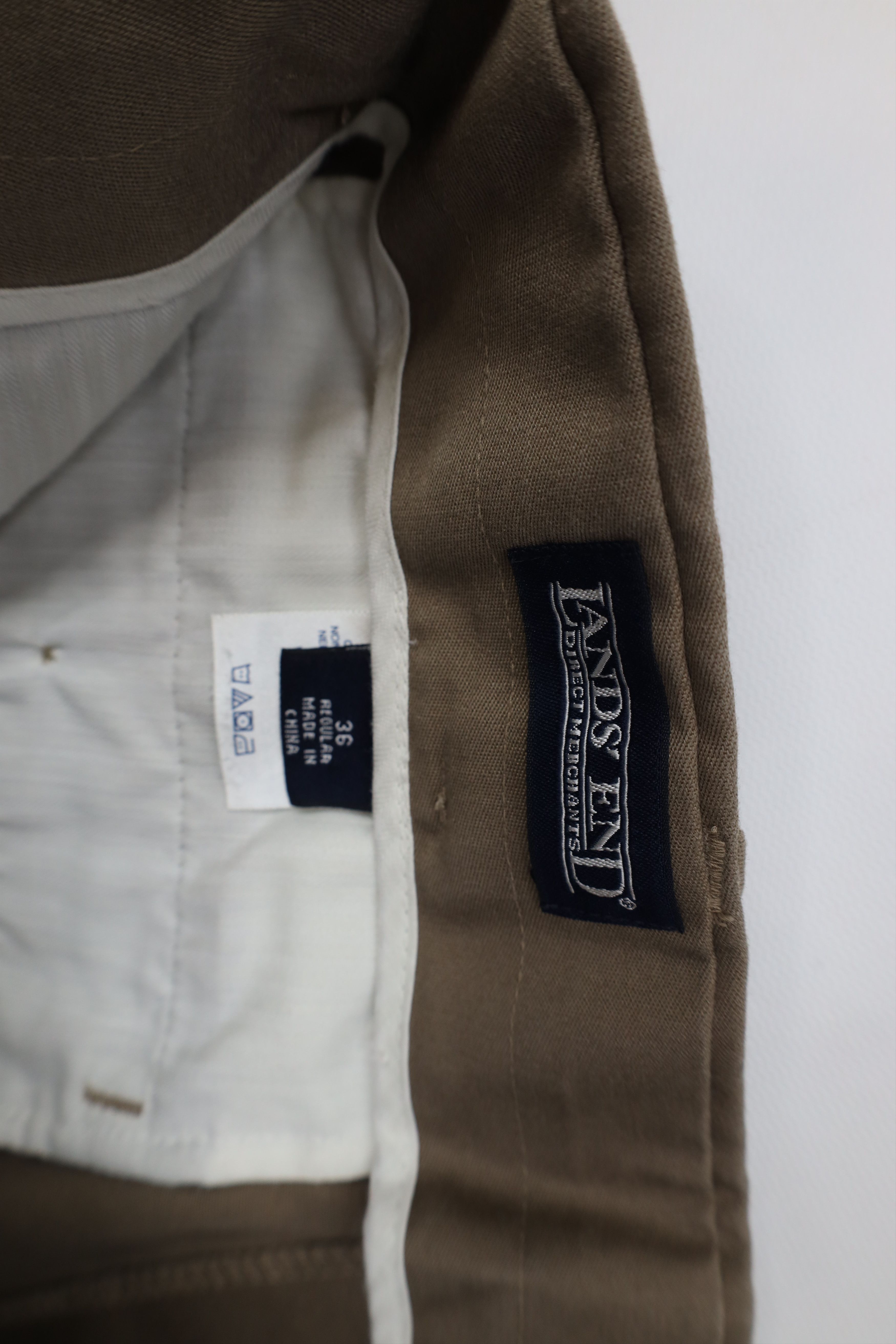 Lands' End Vintage 90s Lands End Heavyweight Wide Leg Chino Pants Brown Size US 36 / EU 52 - 7 Thumbnail