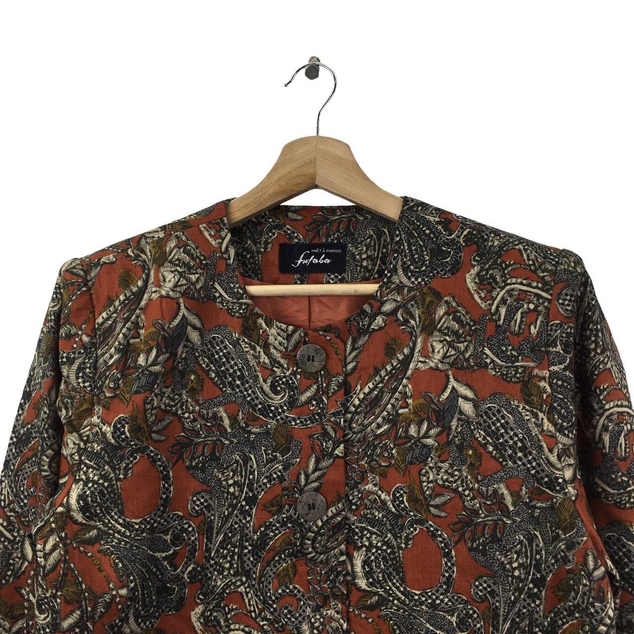 Futura Vtg FUTABA PRET A PORTER Japan Designer Paisley Coat Blouse Size M / US 6-8 / IT 42-44 - 2 Thumbnail