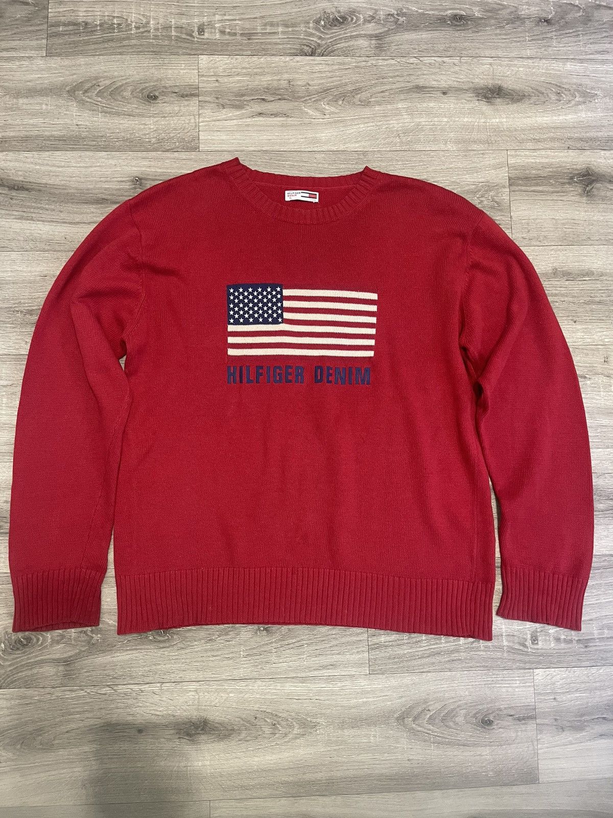 VTG on sale 80s American Flag Sweater USA Sz L