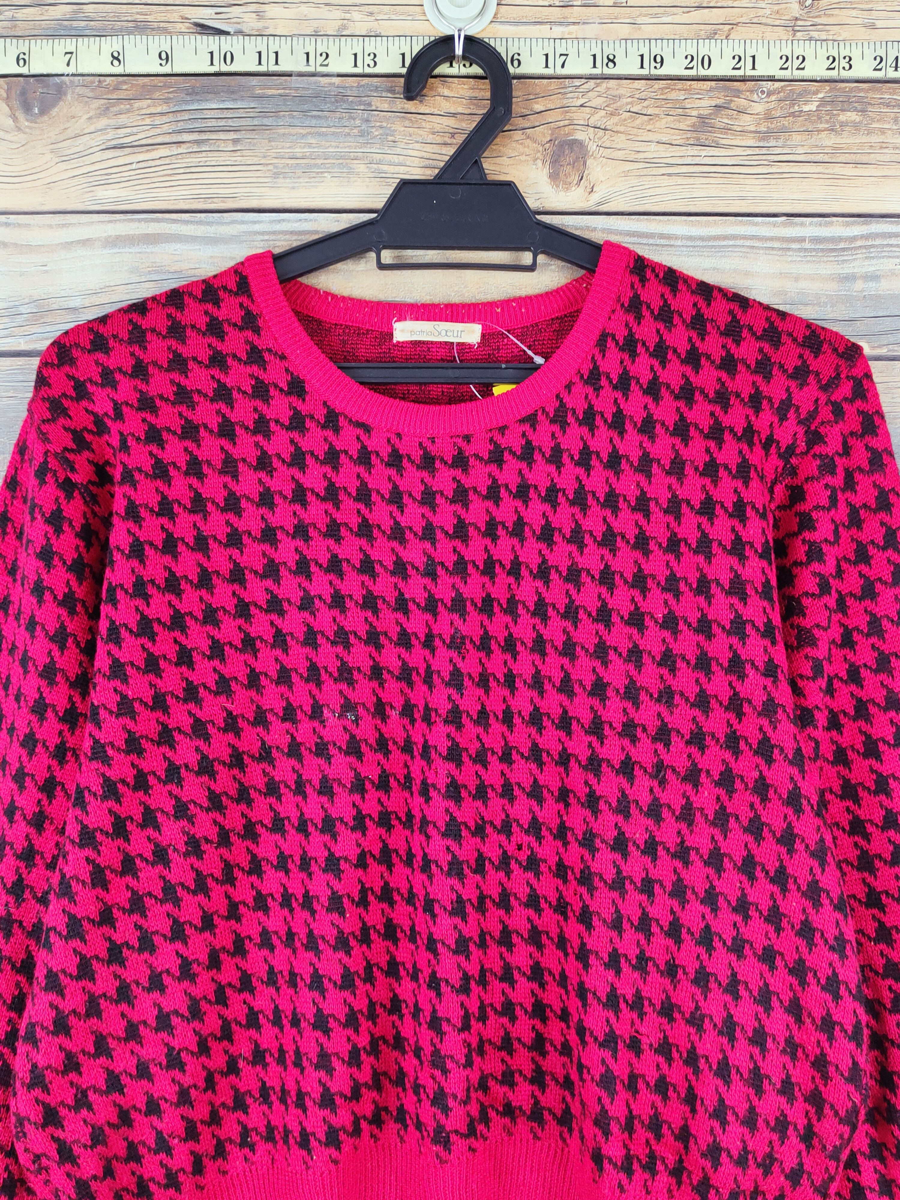 Homespun Knitwear × Japanese Brand × Vintage Patria Soeur Red Black Knitwear Sweatshirts #W1001 Size S / US 4 / IT 40 - 2 Thumbnail