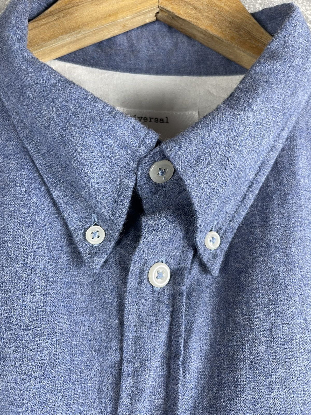 Universal Works Universal Works Button-Down Brushed Herringbone Shirt Blue Size US M / EU 48-50 / 2 - 6 Thumbnail