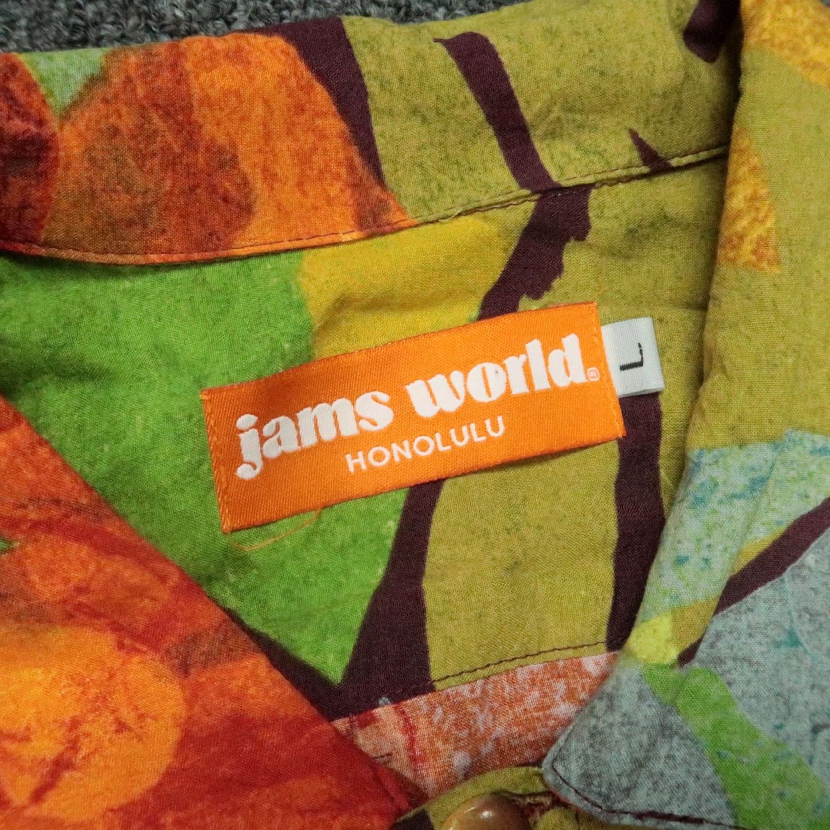 Jams World Jams World Shirt Mens Large Green Kula Floral Short Sleeve Hawaiian Rayon Button-Up Pockets Size US L / EU 52-54 / 3 - 3 Thumbnail