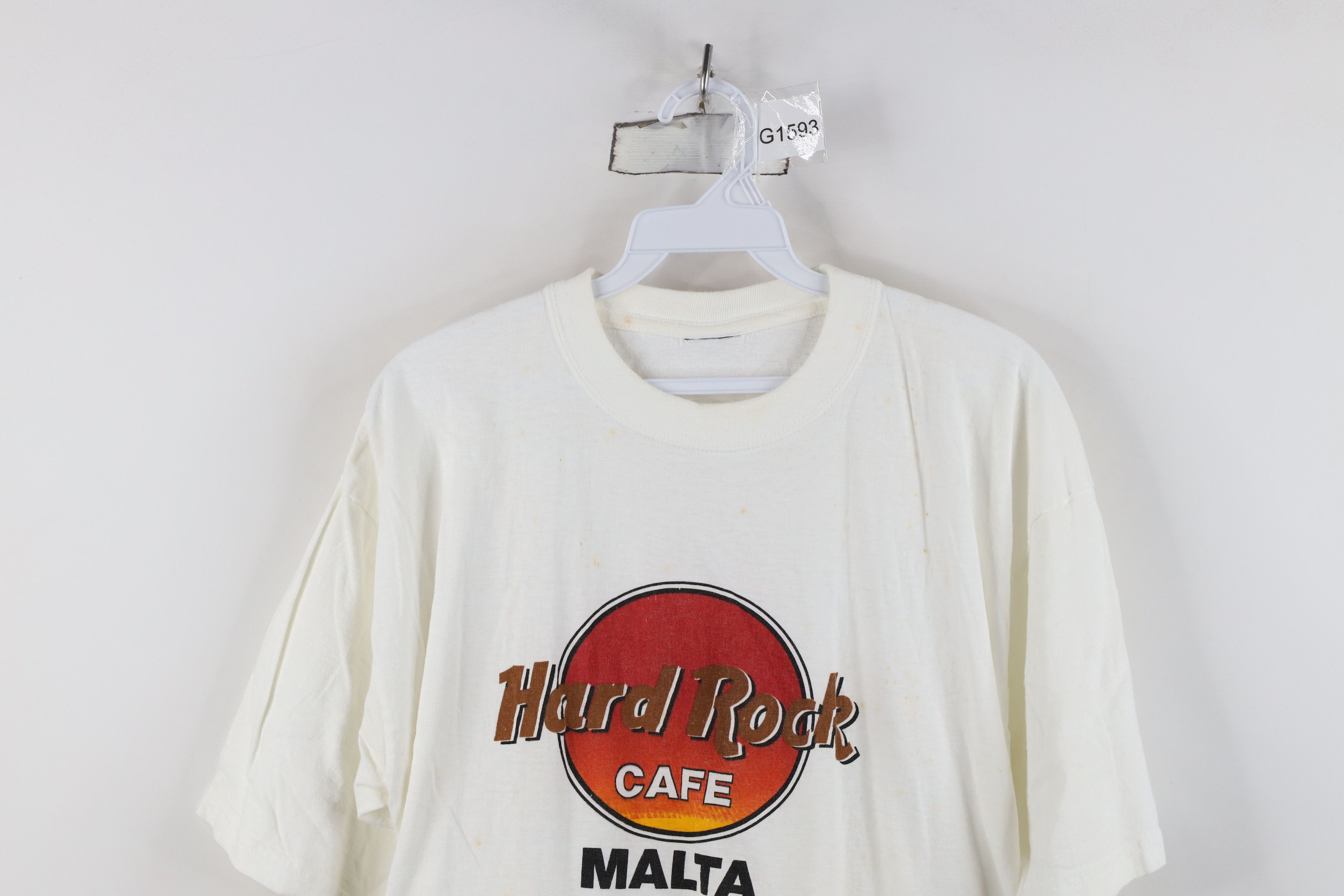 Hard Rock Cafe Vintage 90s Hard Rock Cafe Spell Out Malta T-Shirt White Size US L / EU 52-54 / 3 - 2 Thumbnail