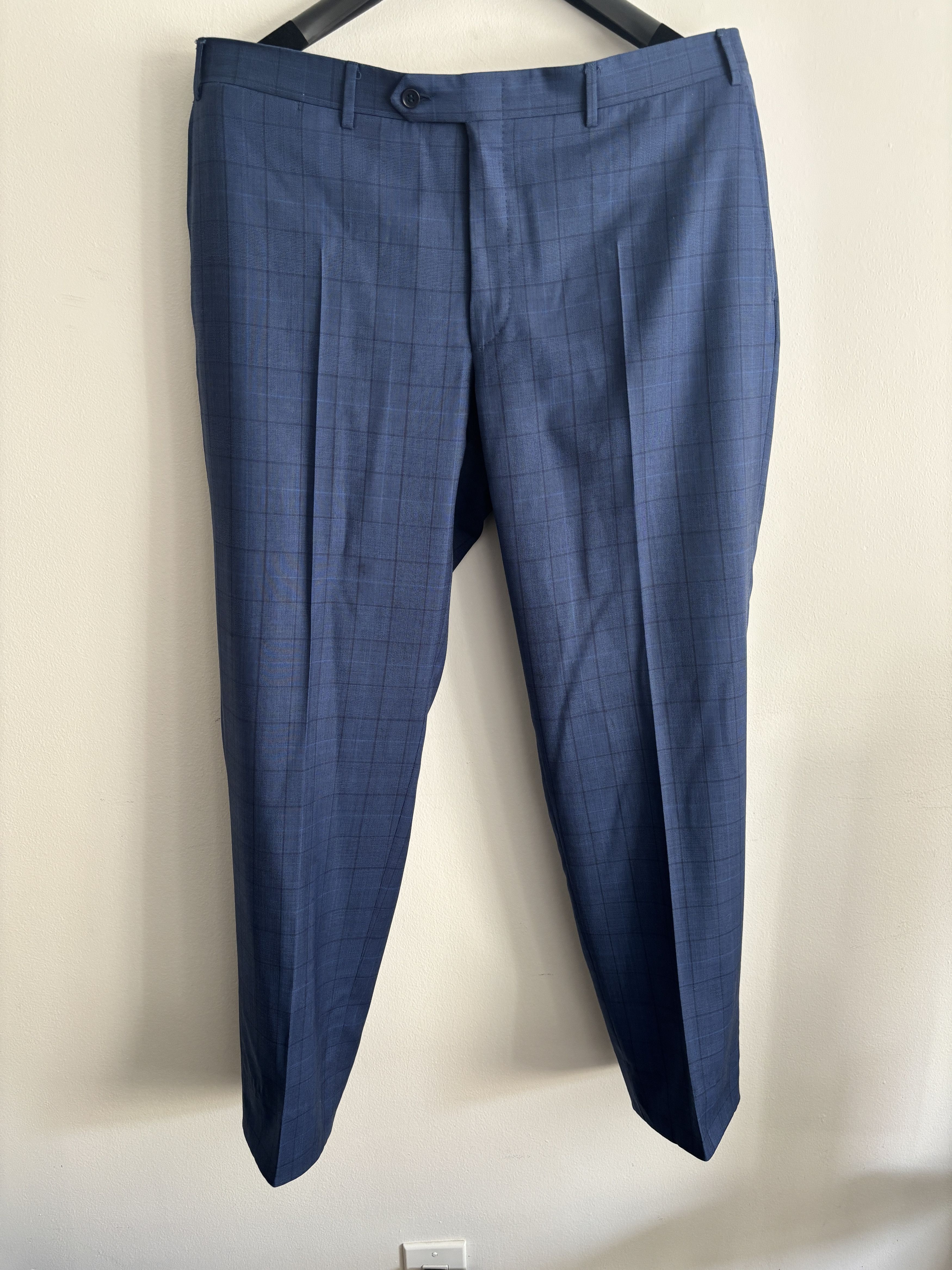 Canali $2100 Windowpane Check Blue Suit - Size 46. Pants 36-37 Size 46R - 15 Thumbnail