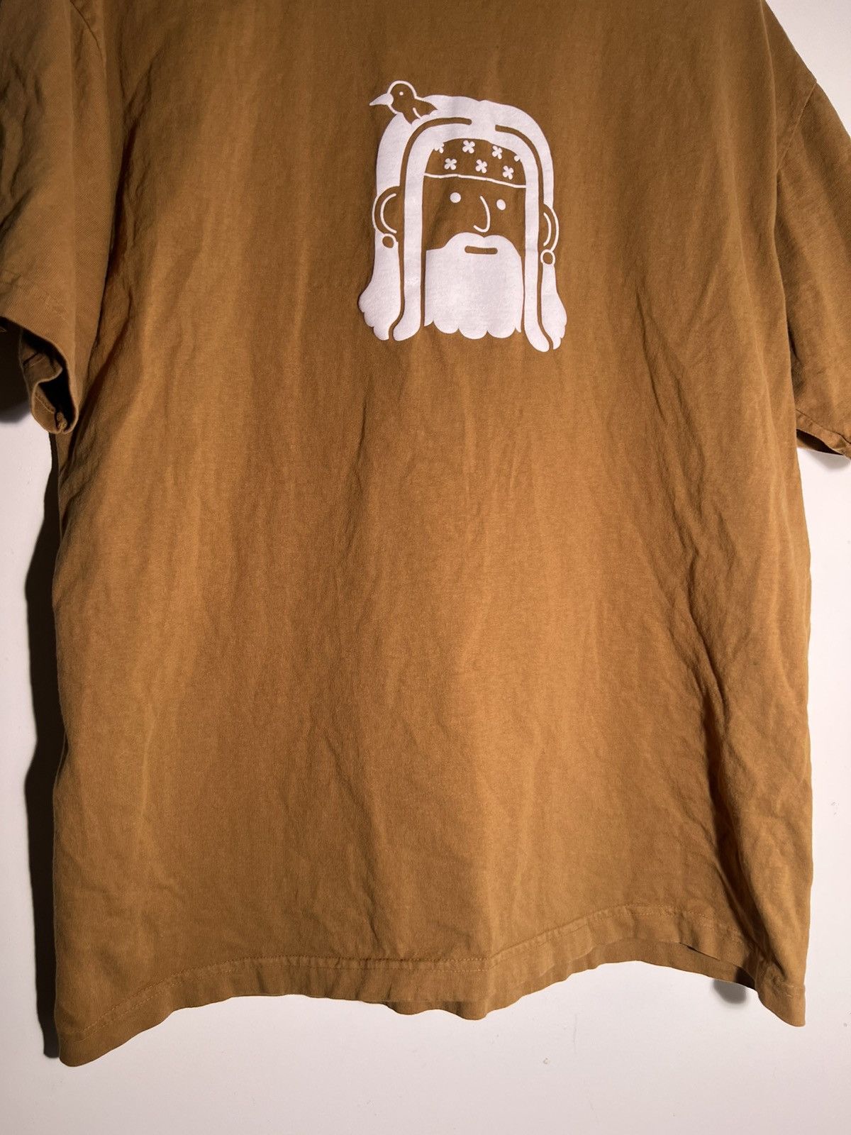 Vintage Modern Hippie Cartoon Puff Print Streetwear Retro Tan Shirt Size US XL / EU 56 / 4 - 4 Thumbnail