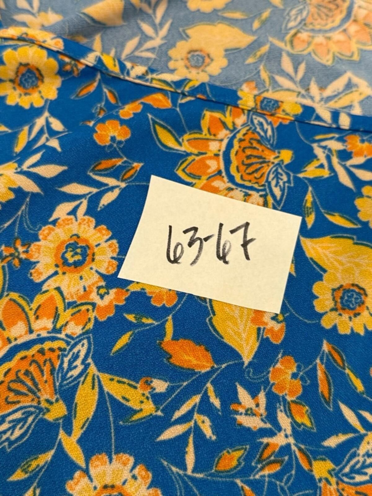L'Eclaireur Eclair blue & yellow floral top short ruffled sleeves SZ LG Size L / US 10 / IT 46 - 10 Thumbnail