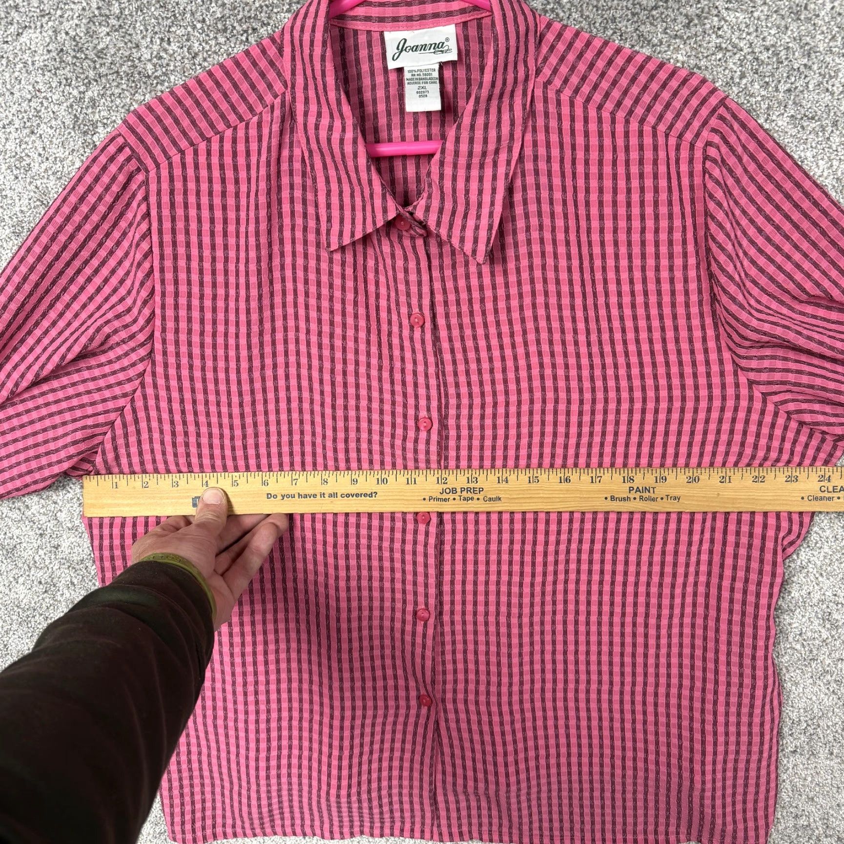 Vintage Vintage Joanna Pink Black Striped Button-Up Blouse 2XL Women 3/4 Sleeve Office Chic Grandmacore Size XXL / US 16-18 / IT 52-54 - 4 Thumbnail