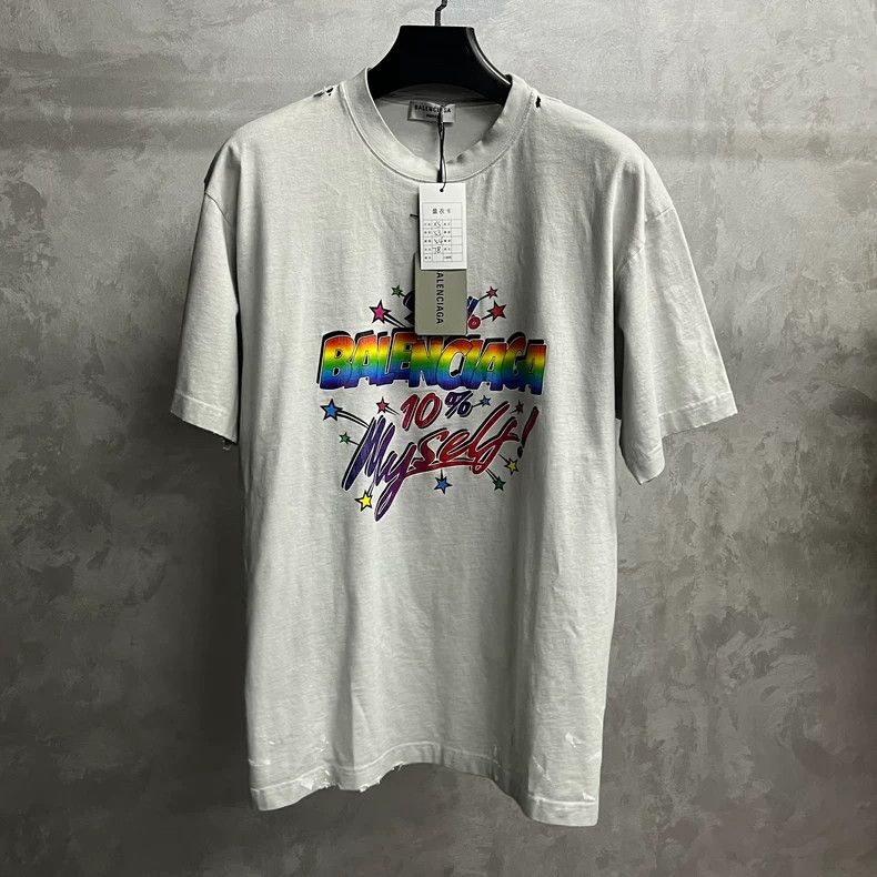 Balenciaga Balenciaga Gray Letter Print Short Sleeve T-shirt-yf Size US XS / EU 42 / 0 - 1 Thumbnail