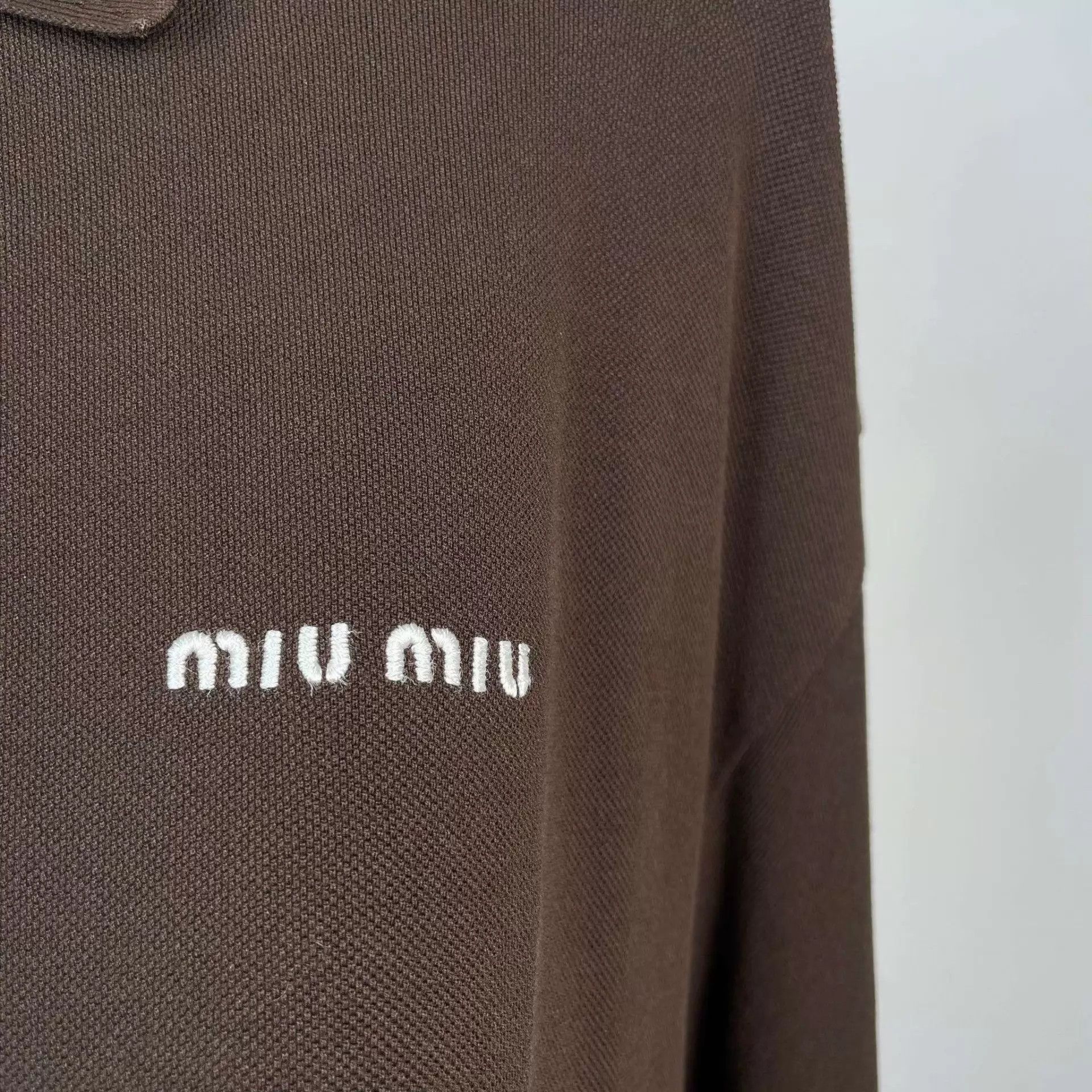 Miu Miu MIU MIU 98 new cotton knit deep brown S polo shirt Size S / US 4 / IT 40 - 9 Thumbnail