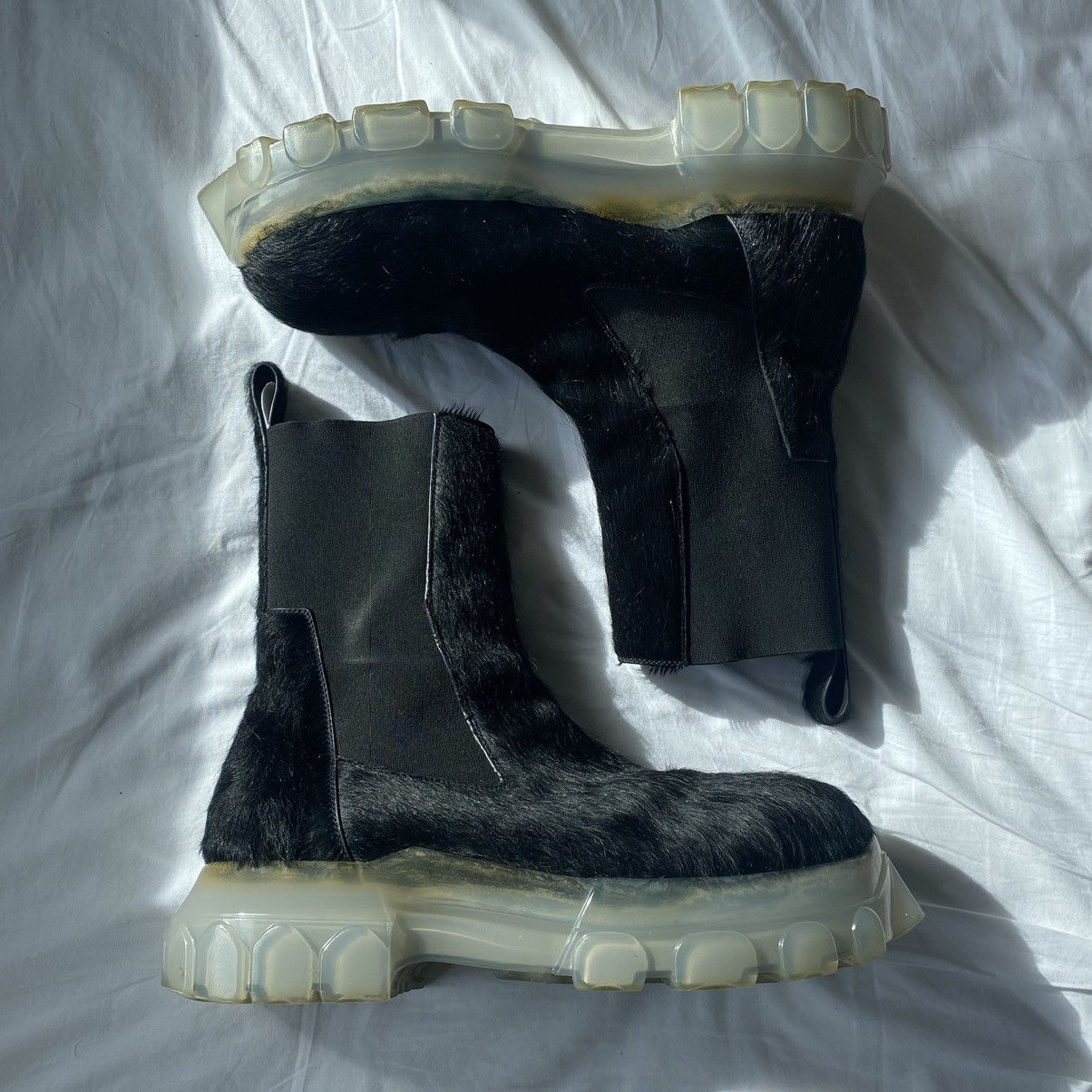 Rick Owens RICK OWENS AW 22 PONY HAIR TRACTOR BOOTS 42 | Grailed