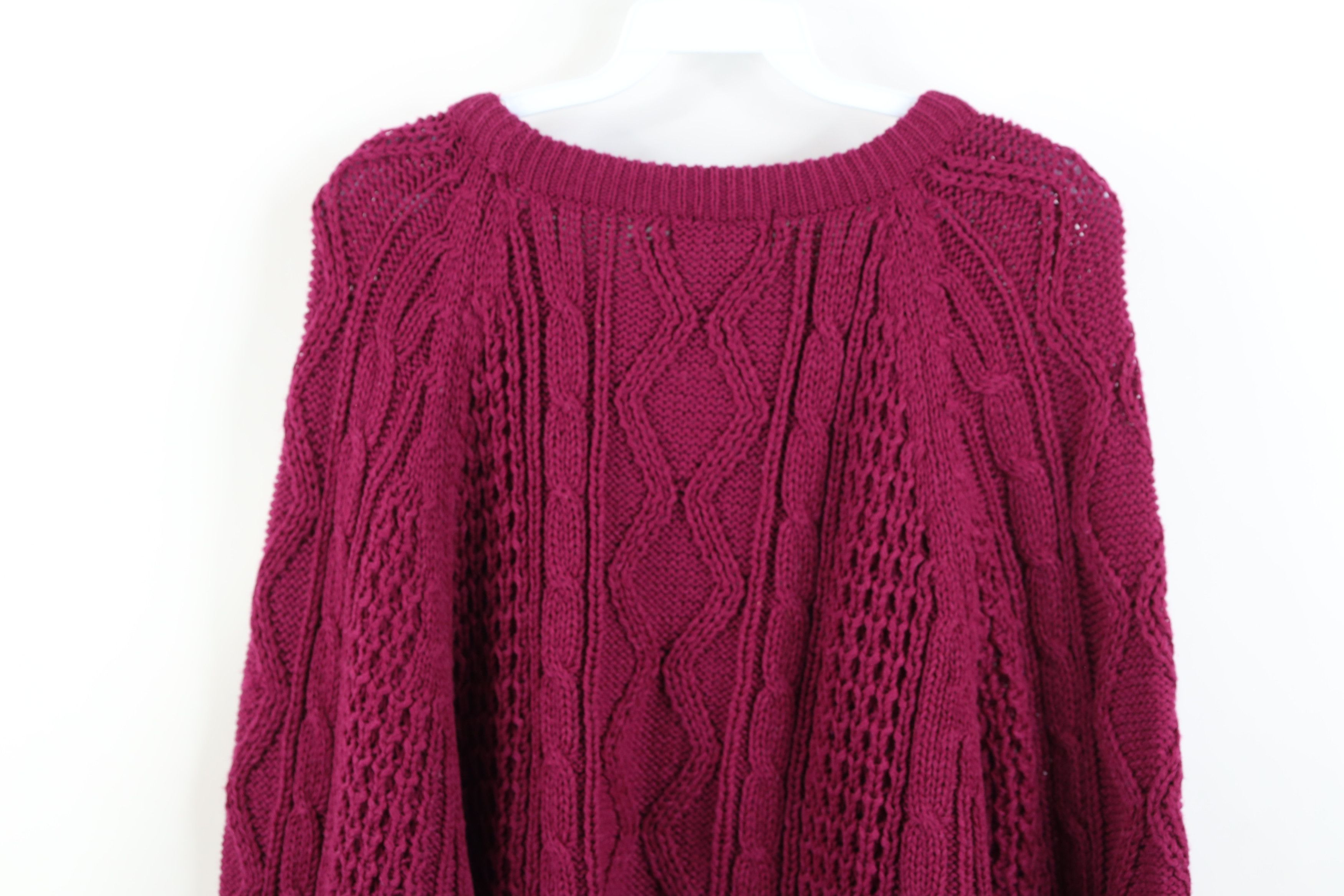 Vintage Vintage 90s Streetwear Cable Knit Fisherman Sweater Purple Size XL / US 12-14 / IT 48-50 - 8 Thumbnail