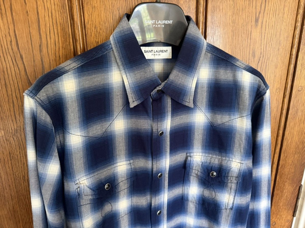 Saint Laurent Paris FW16 Saint Laurent blue white shadow western flannel Hedi Size US S / EU 44-46 / 1 - 9 Thumbnail
