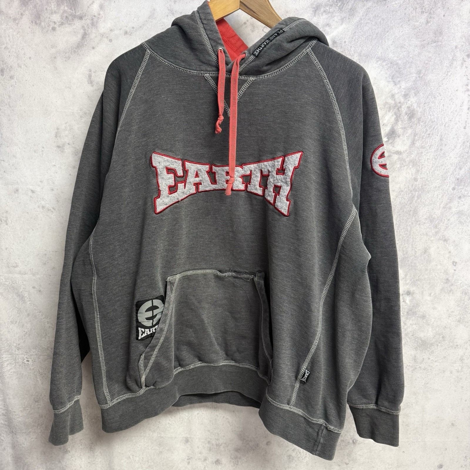 Vintage Vintage Planet Earth Hoodie Mens Large Gray 90s Y2K Baggy Size US L / EU 52-54 / 3 - 1 Thumbnail