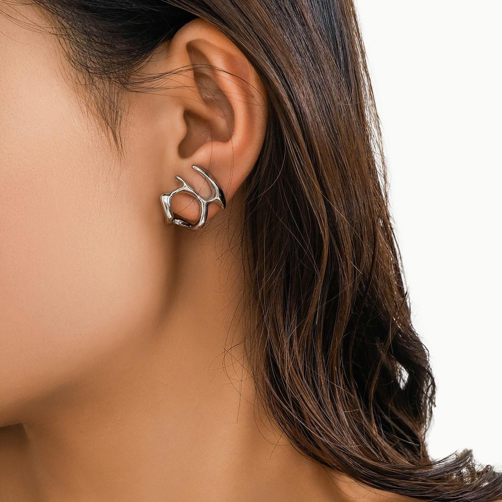 Jewelry Liquid Irregular Metal Earrings Size ONE SIZE - 1 Thumbnail