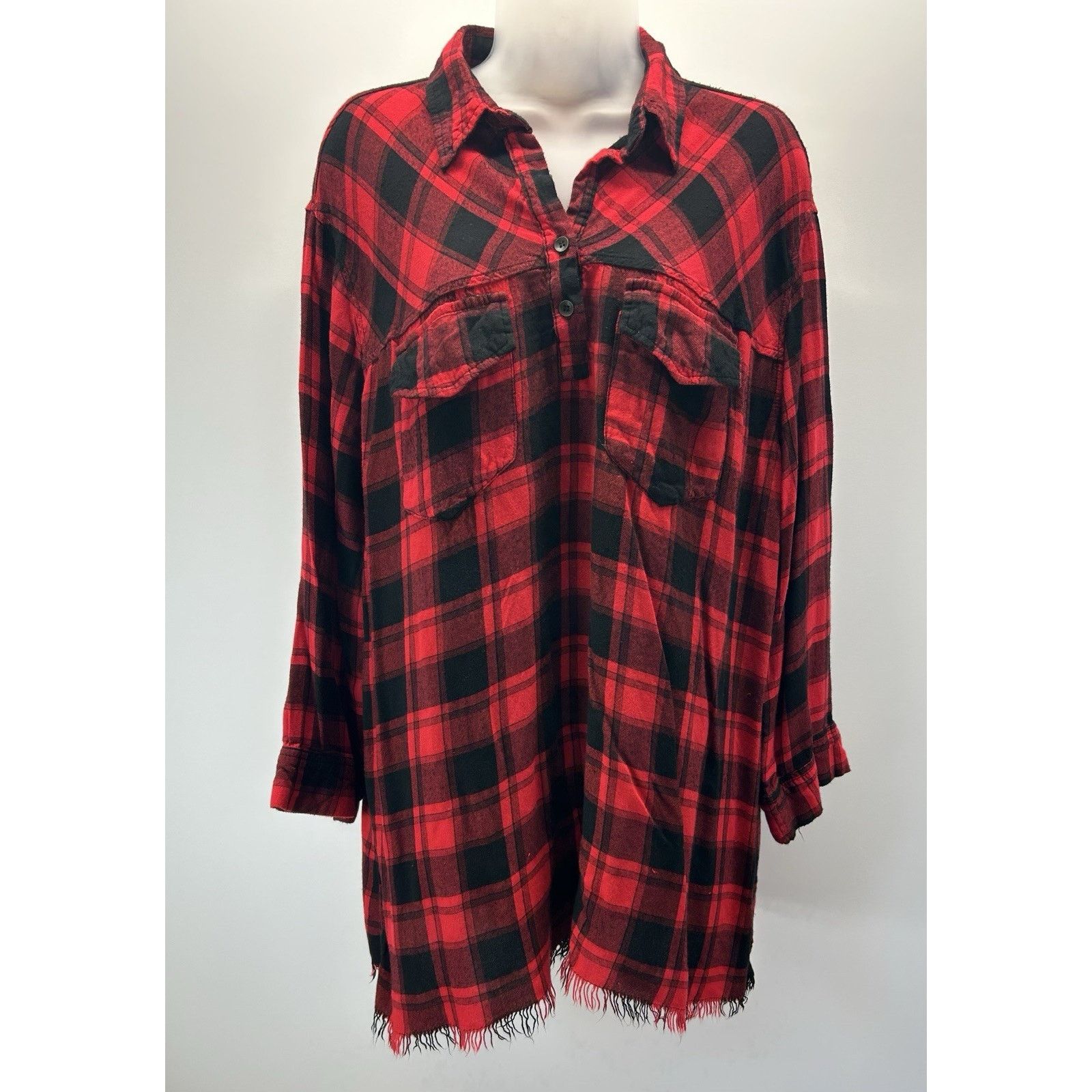 Other Umgee Medium Carmen Buffalo Plaid Half Button Tunic XL Size XL / US 12-14 / IT 48-50 - 1 Thumbnail