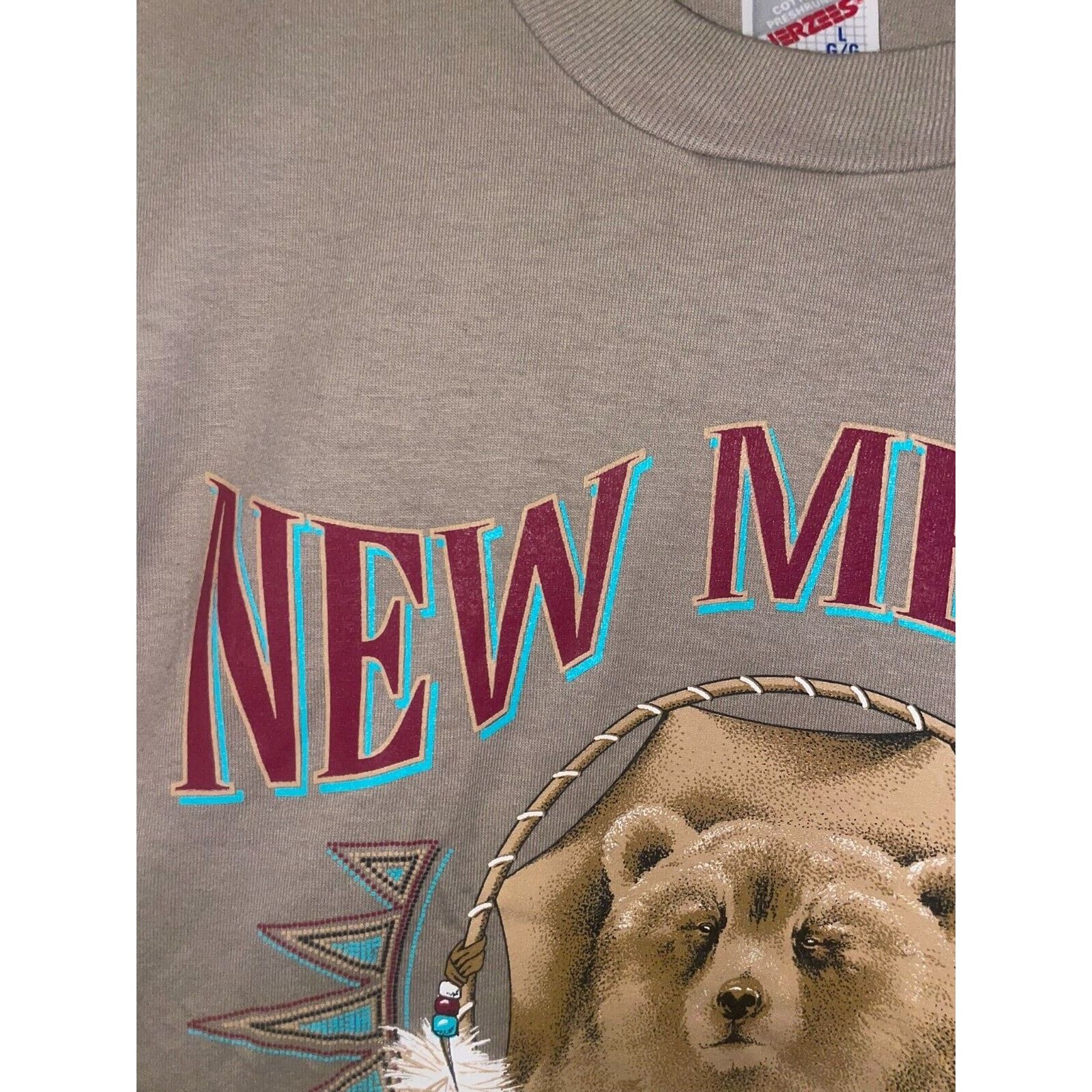 Jerzees Vintage New Mexico Shirt Jerzees Bear Animal Brown 90s VTG L Size US L / EU 52-54 / 3 - 7 Thumbnail