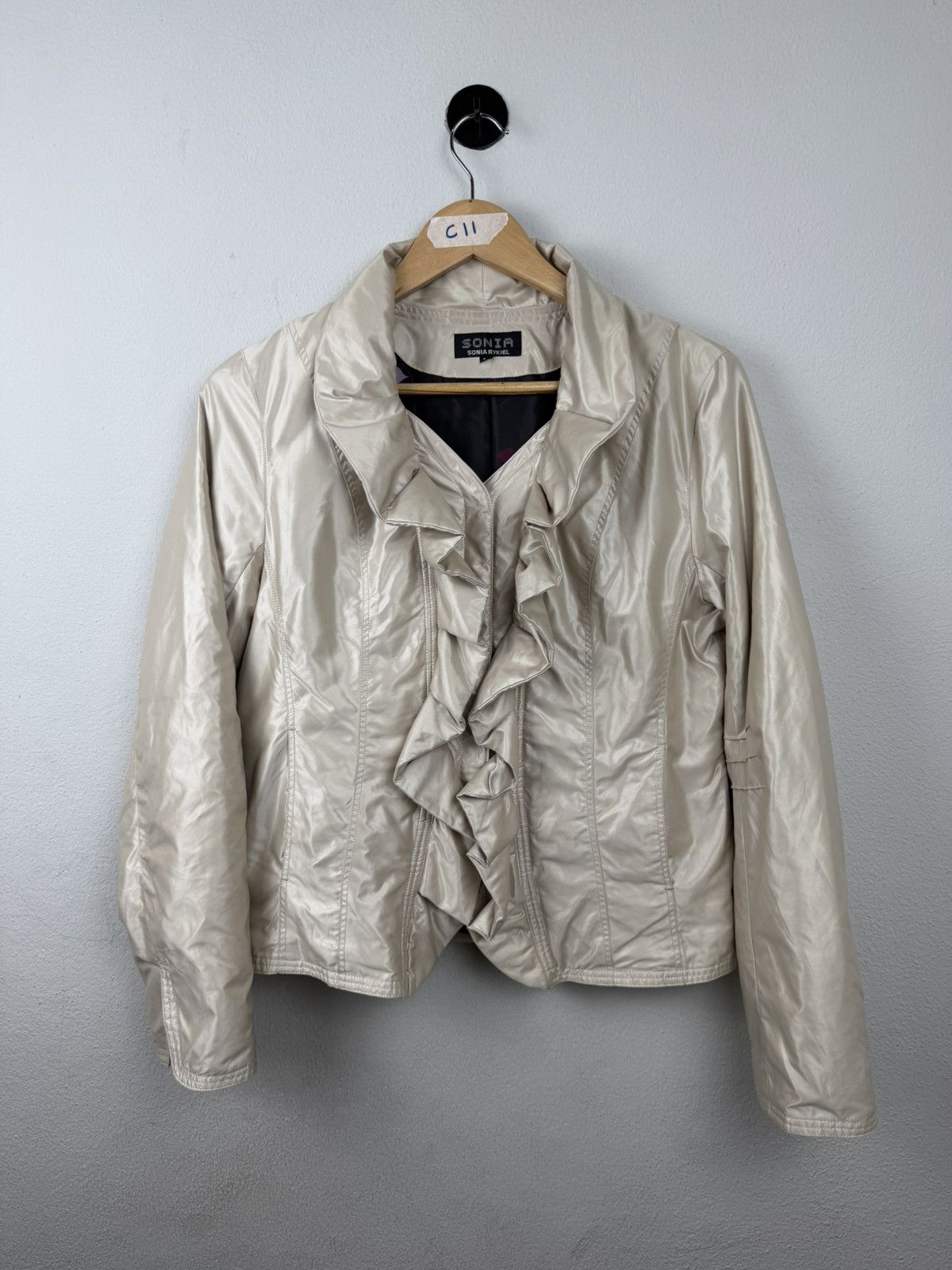 Sonia Rykiel Sonia by Sonia Rykiel Ruffle Jacket | Champagne Pearl Satin Size M / US 6-8 / IT 42-44 - 2 Thumbnail
