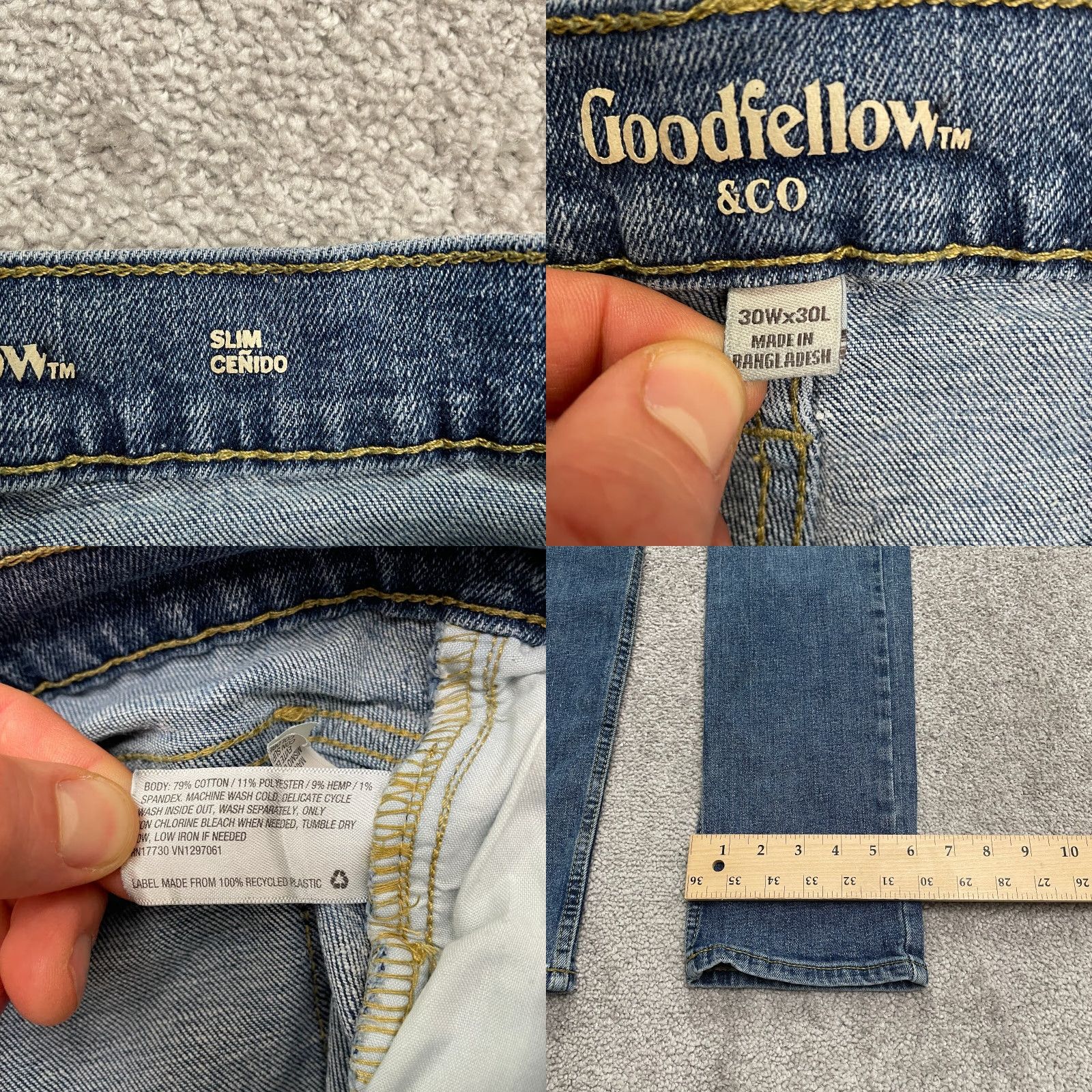 Vintage Goodfellow & Co Slim Fit Denim Jeans 30x30 Blue Medium Wash Casual Mens Size US 30 / EU 46 - 8 Thumbnail