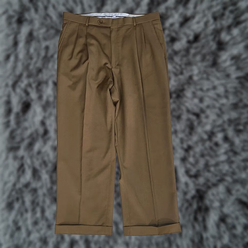 Vintage Ballin Dress Pants Men 37 Wool Brown Ballin Super 120s Pleated Cuffed 28in Inseam 40in Rise 12.5in 9.5in Leg Opening 13.5in MS8673 Size US 37 - 1 Thumbnail