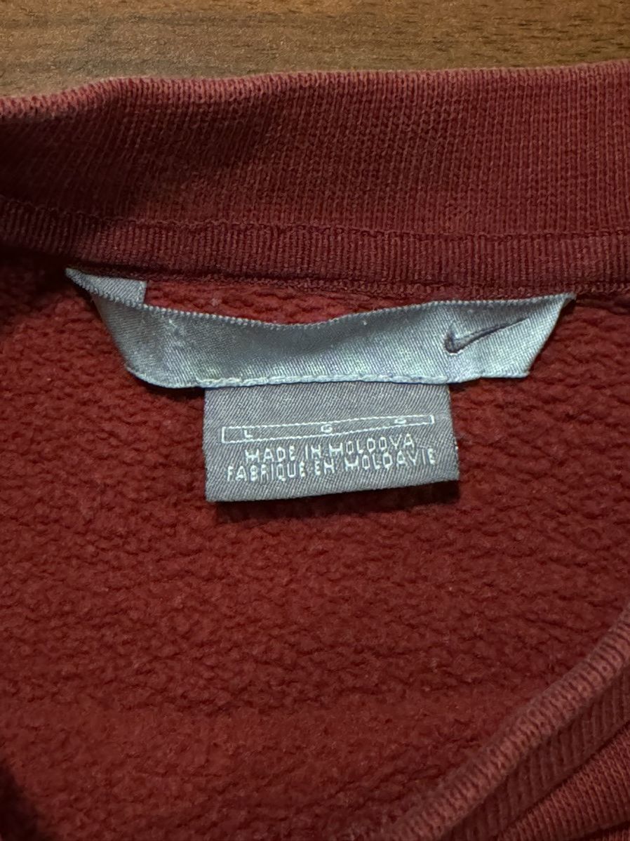 Nike × Vintage Y2k Burgundy Nike Swoosh Chest Logo Crewneck Size US L / EU 52-54 / 3 - 4 Thumbnail