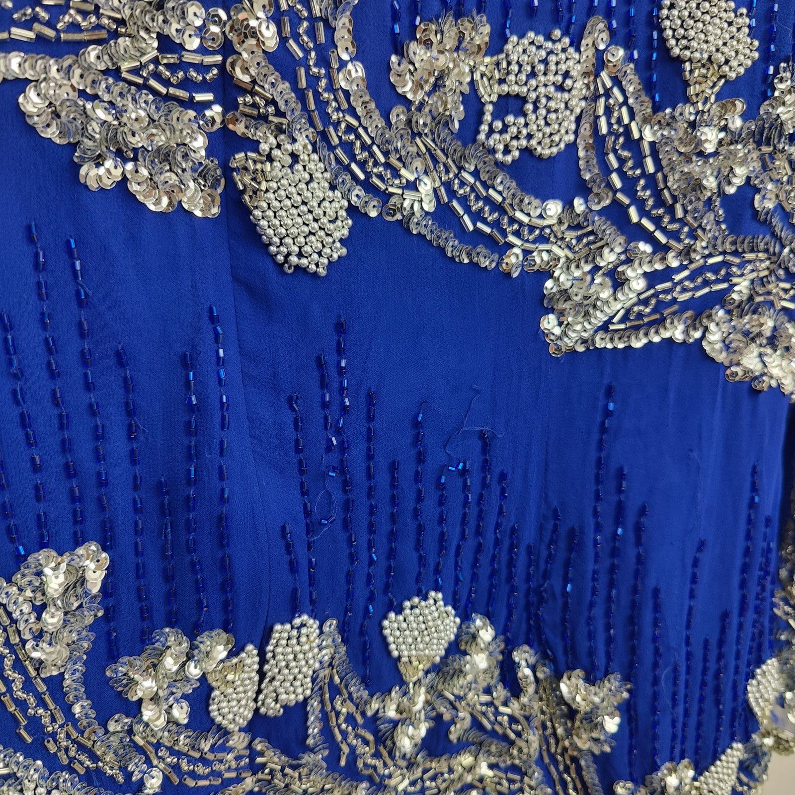 Other Vintage Nite Line I.Magnin Silk Beaded Top Womens 14 Blue Size XL / US 12-14 / IT 48-50 - 10 Thumbnail