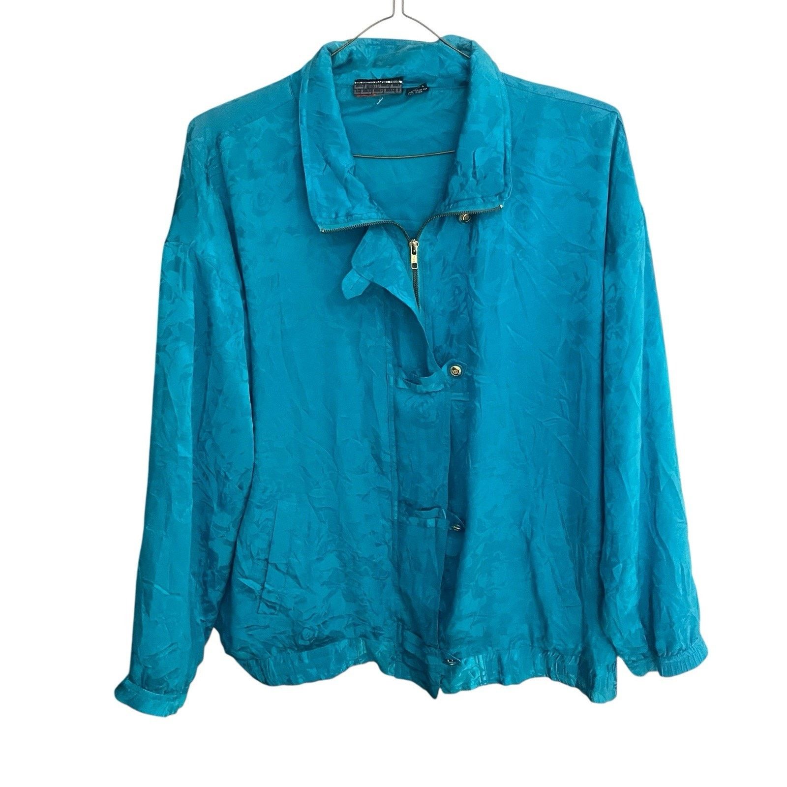 Other Mureli women's XL blue all over 100% silk zip windbreaker Size XL / US 12-14 / IT 48-50 - 1 Thumbnail