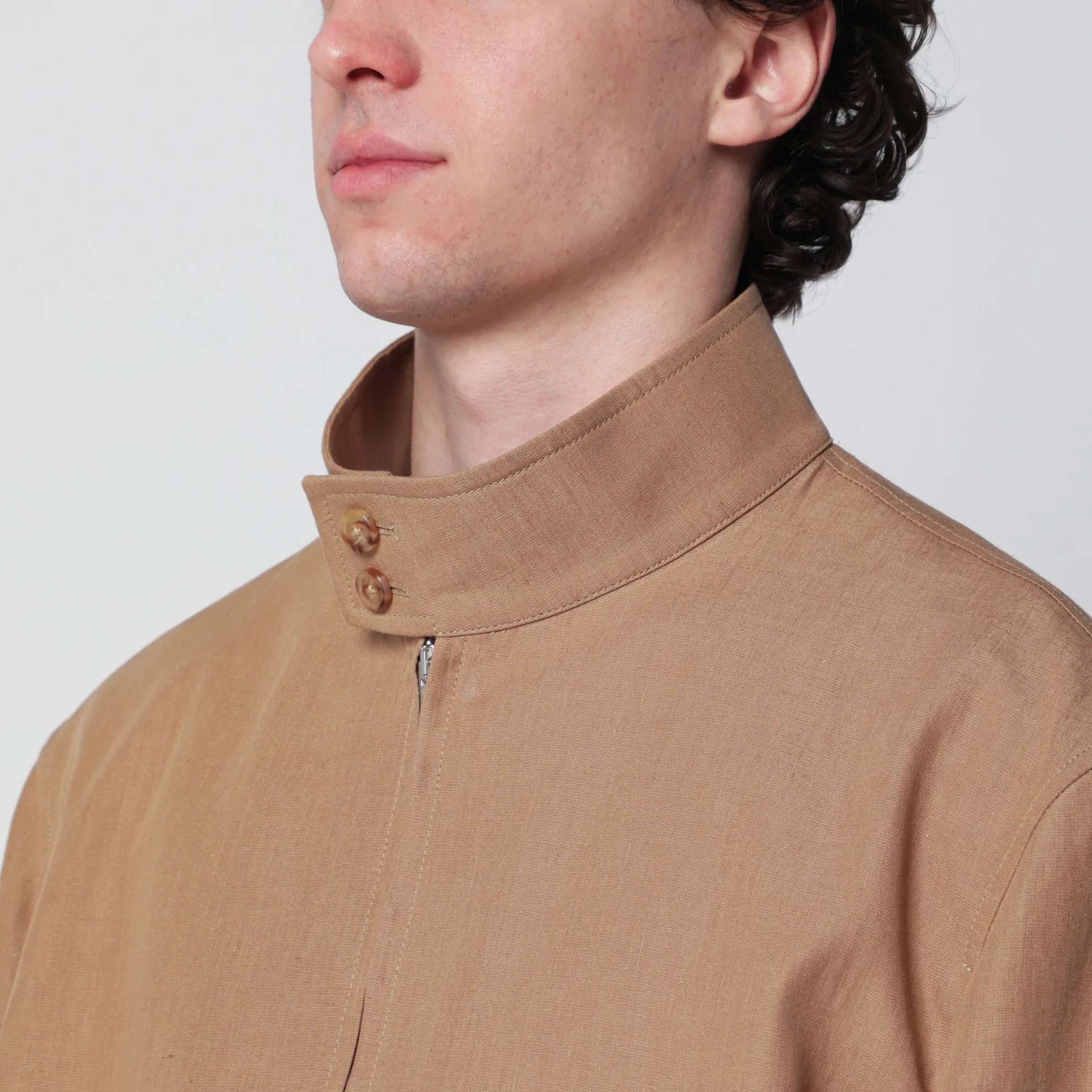 Lardini o1d2blof0526 Linen-blend Jacket in Brown Size US S / EU 44-46 / 1 - 4 Thumbnail