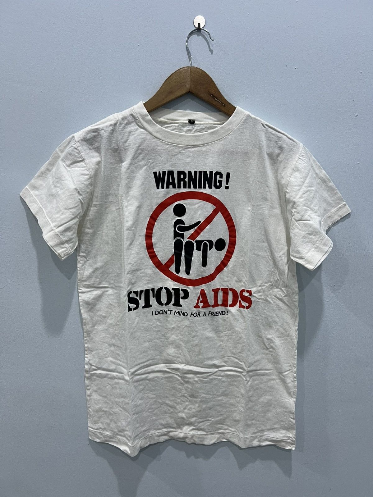 Vintage Warning! Stop Aids Vintage Tee Size US M / EU 48-50 / 2 - 1 Thumbnail